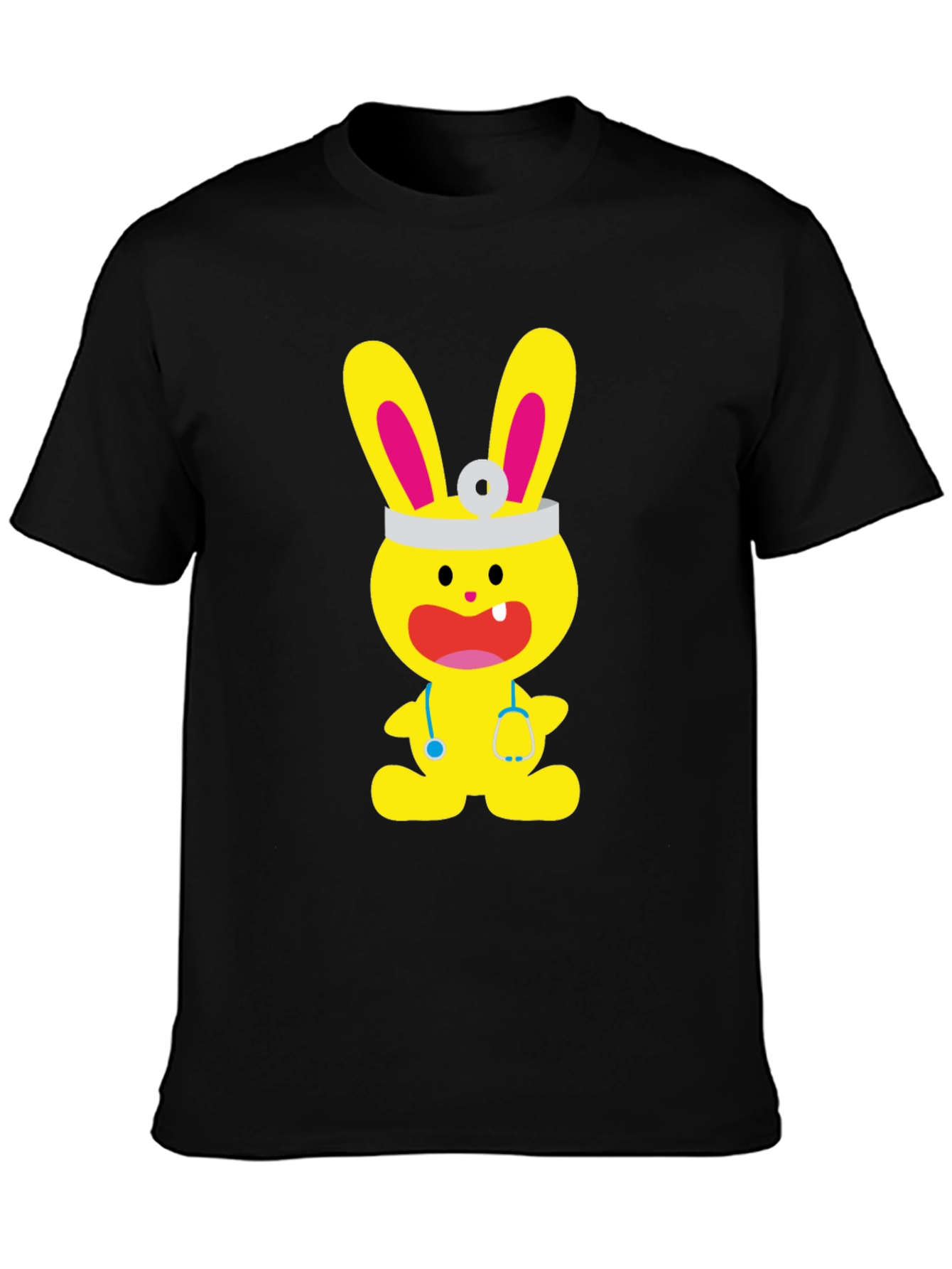 Black Bunny Doctor Graphic T-Shirt - Cute and Fun! view 3
