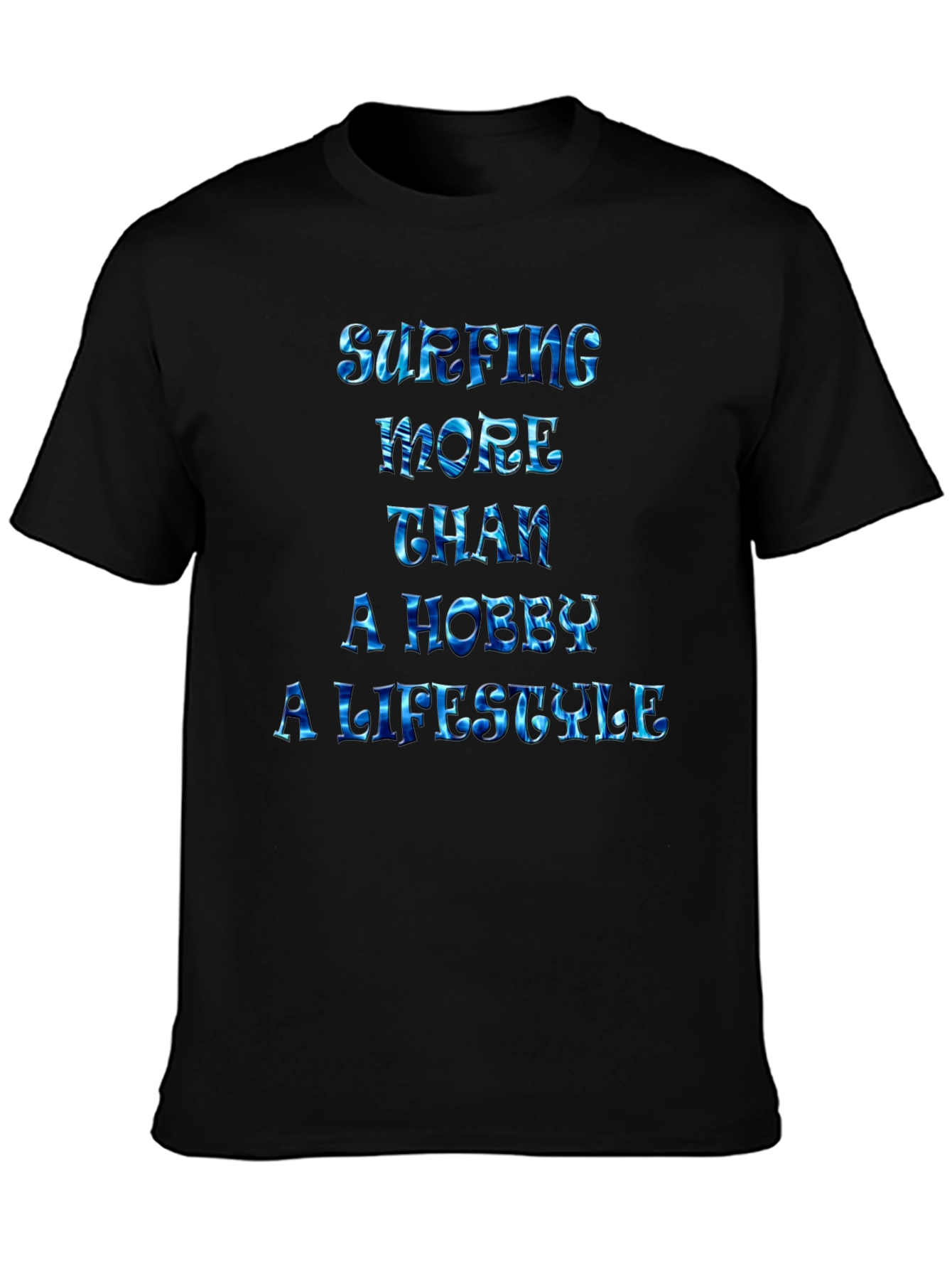 Black Surfing Lifestyle Graphic Tee - Black Casual T-Shirt view 3