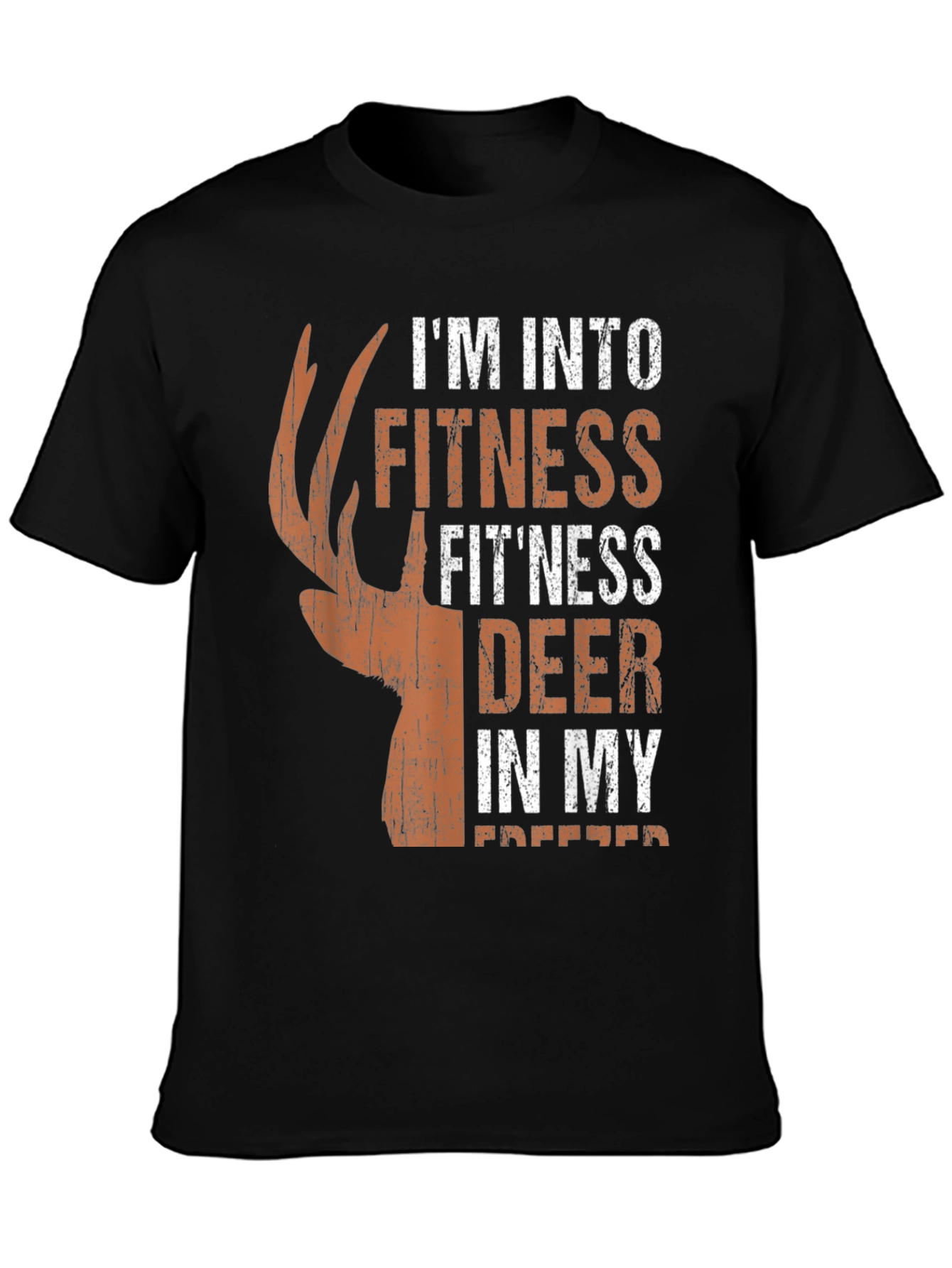 Black Fitness Deer Hunting T-Shirt - Novelty Graphic Tee view 3