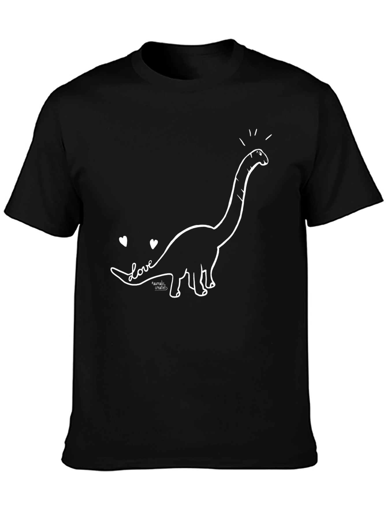 Black Dinosaur Love T-Shirt - Black Graphic Tee view 3