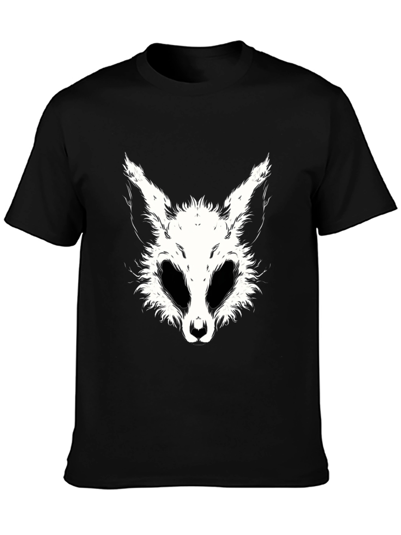 Black Black T-Shirt with White Animal Face Graphic view 3