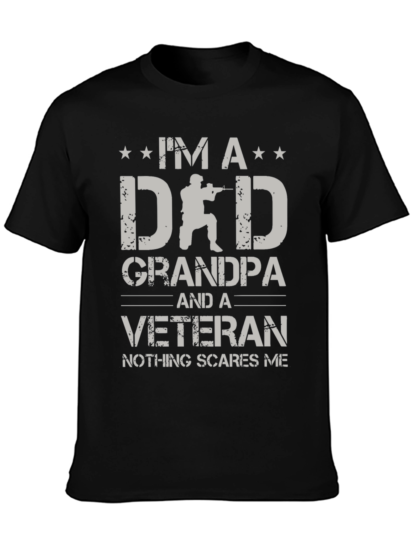 Black I'm a Dad Grandpa Veteran T-Shirt view 3