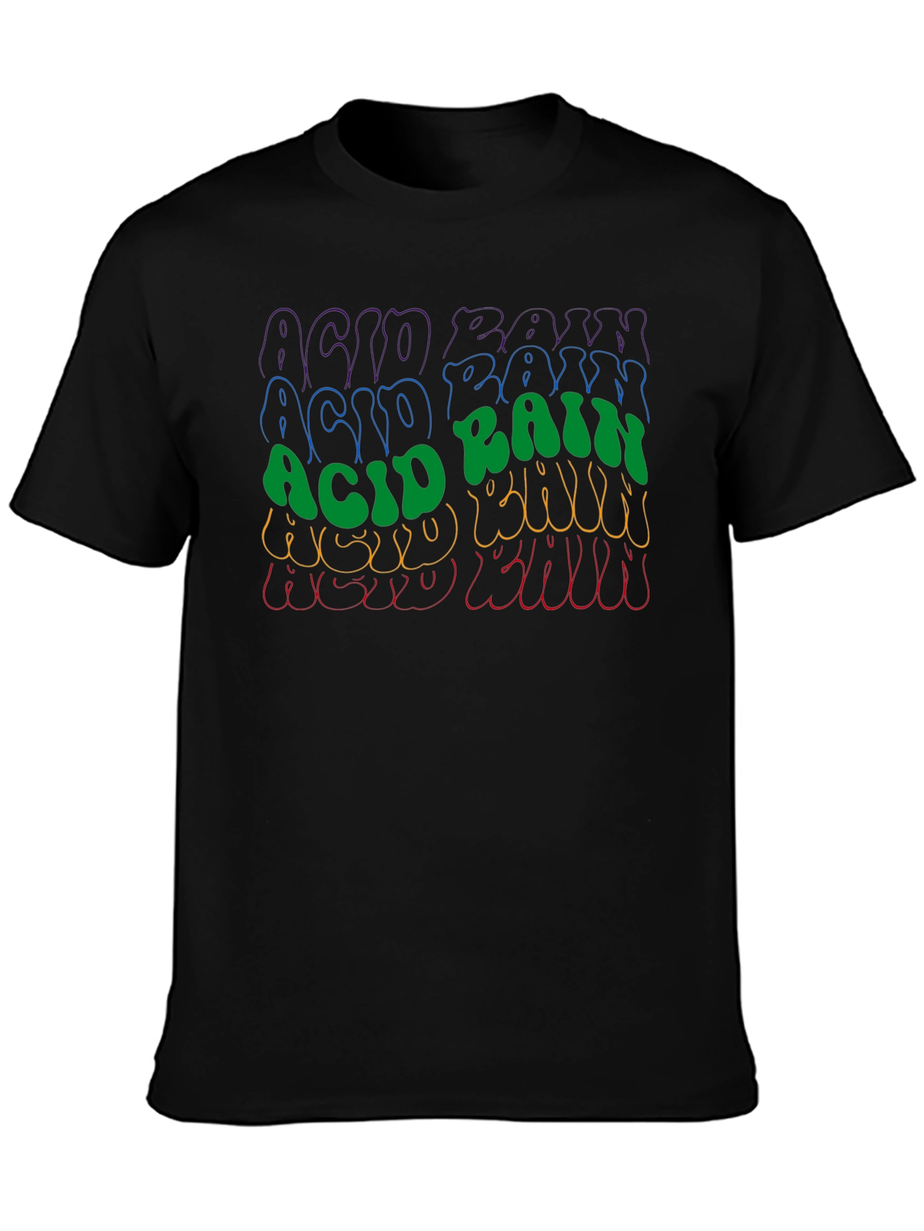 Black Retro Acid Rain Graphic T-Shirt - Cool Style view 3