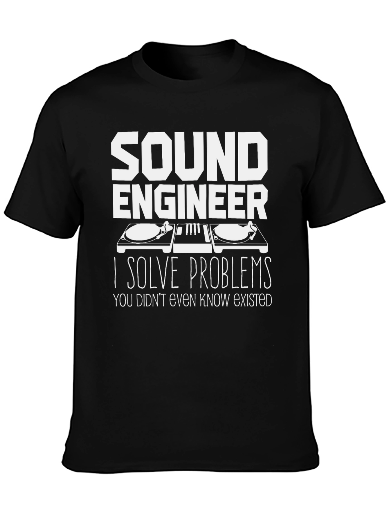 Black Sound Engineer T-Shirt - Problem Solver view 3