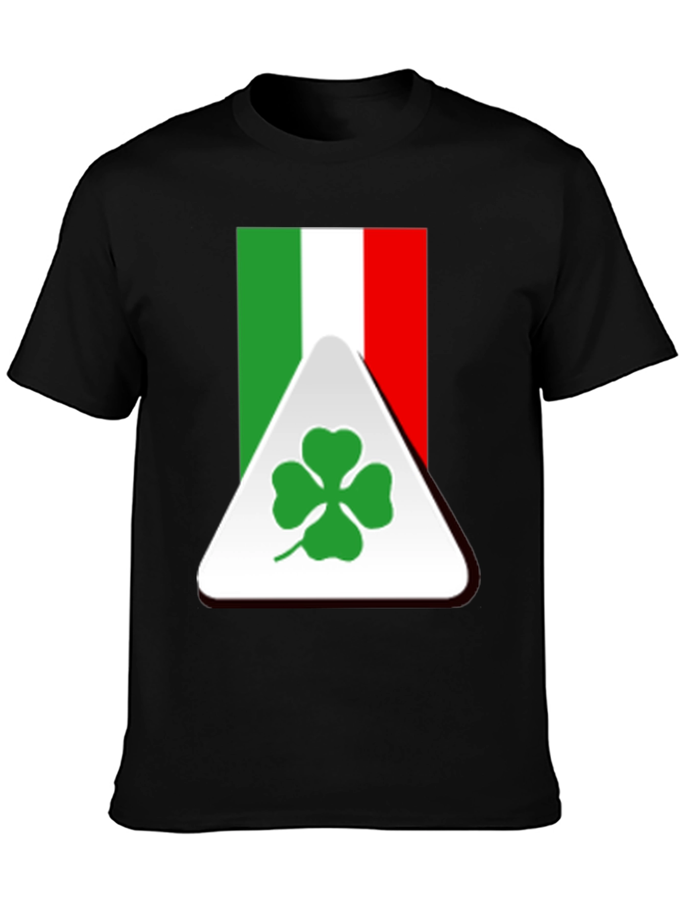 Black Italian Flag Clover T-Shirt view 3