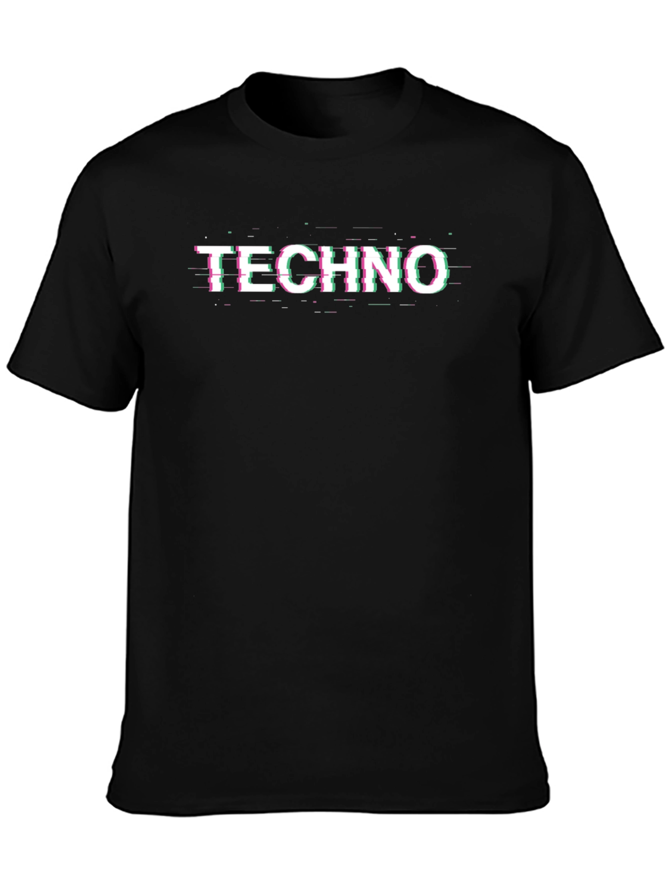 Black Techno Glitch T-Shirt - Black Graphic Tee view 3