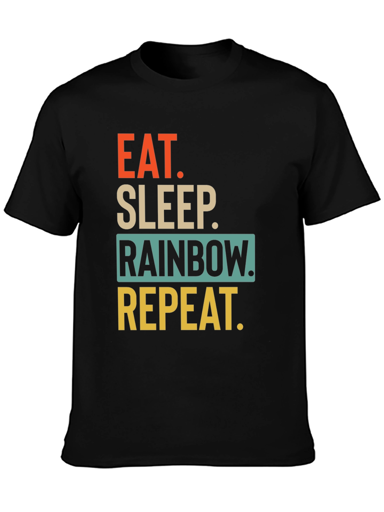 Black Eat Sleep Rainbow Repeat Graphic T-Shirt view 3