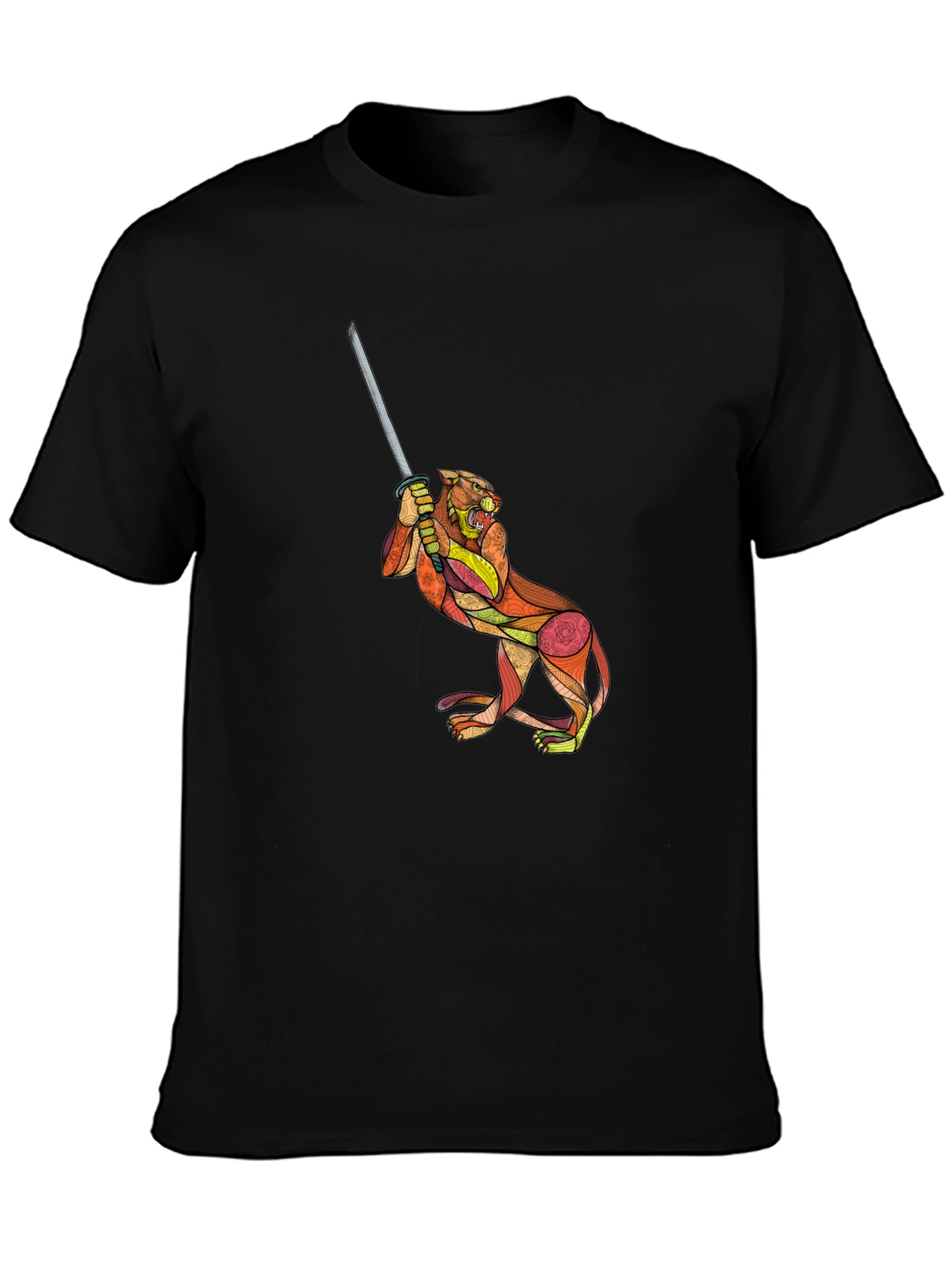 Black Tiger Katana Graphic T-Shirt view 3