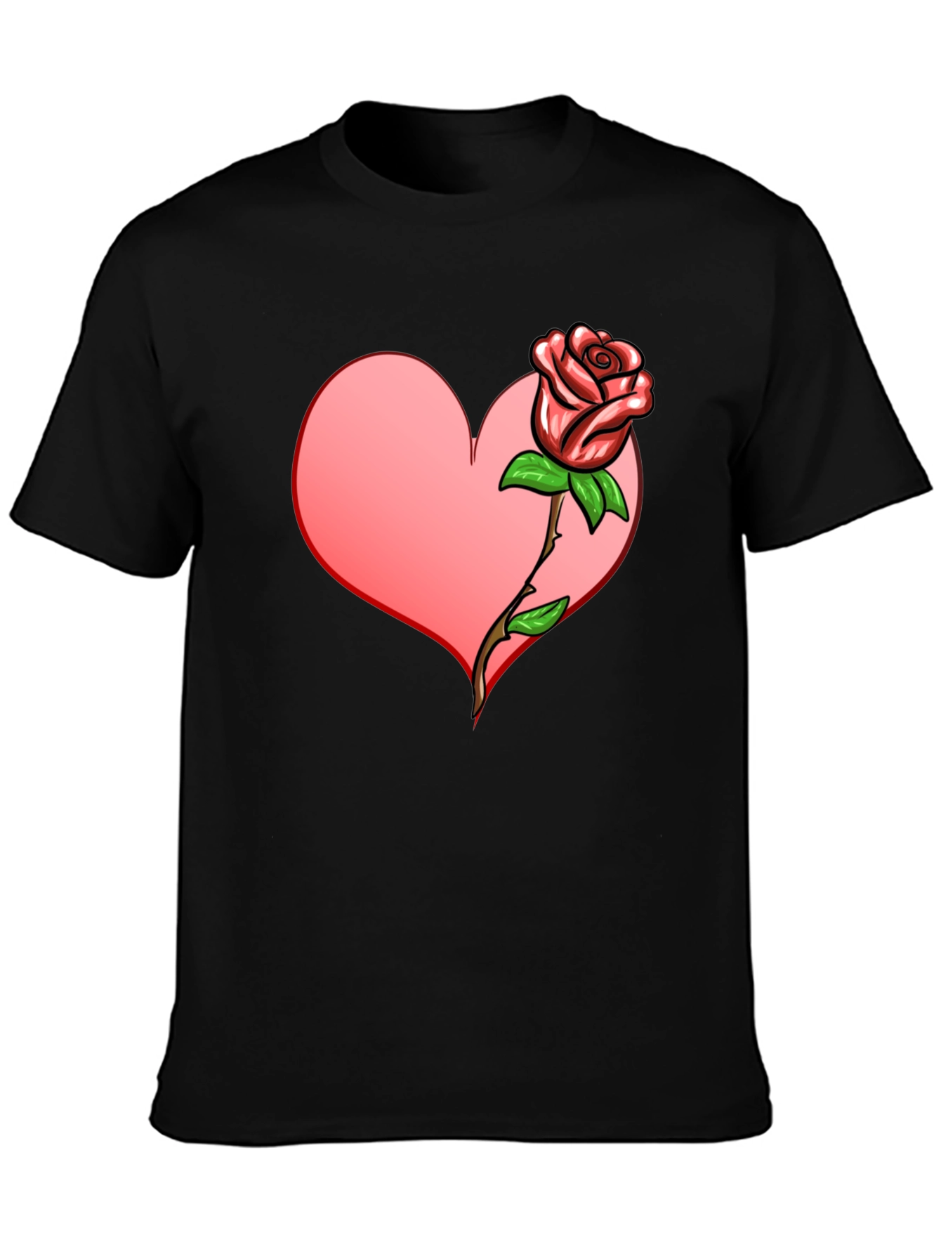 Black Heart & Rose Graphic T-Shirt view 3