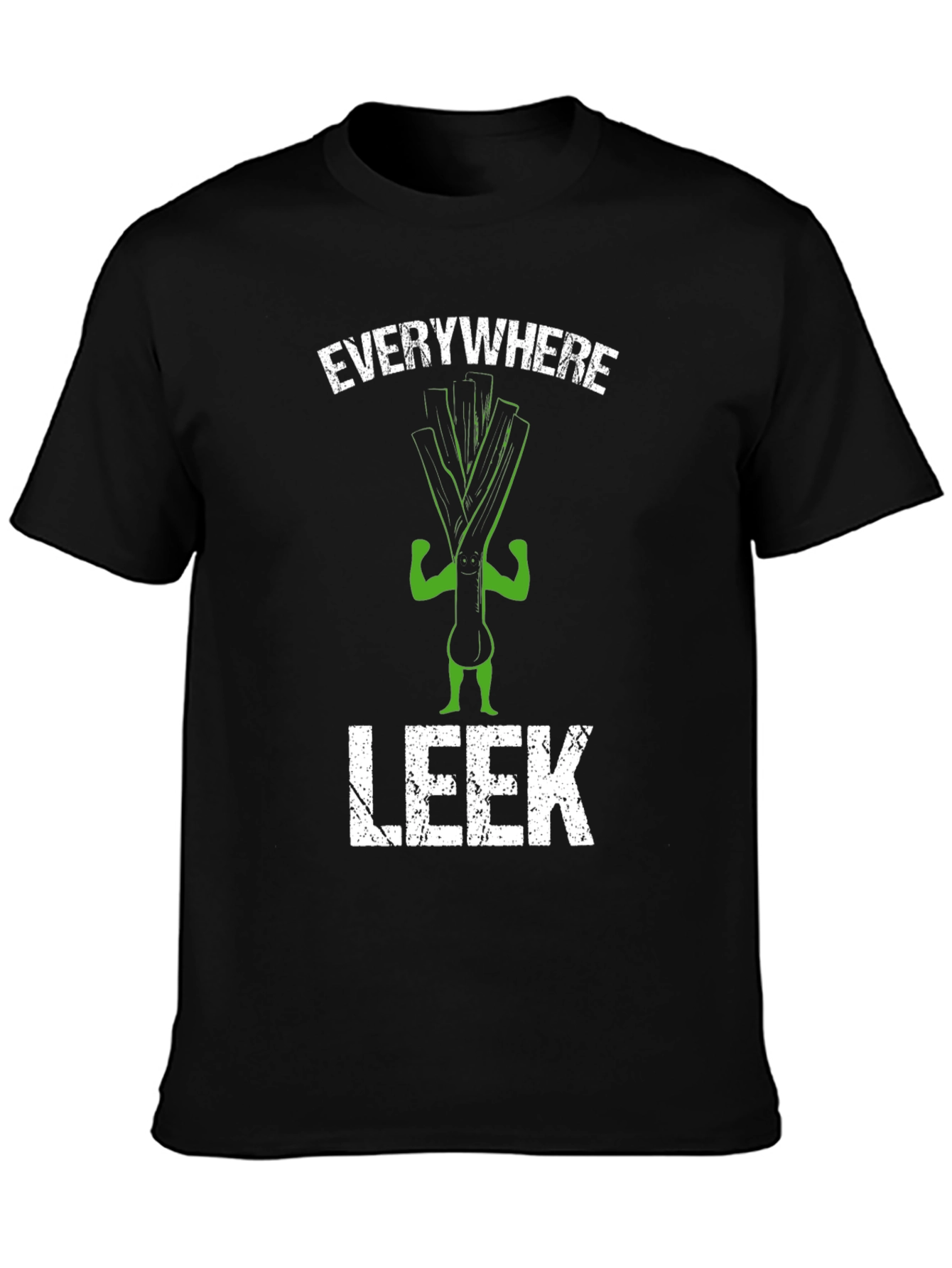 Black Everywhere Leek T-Shirt - Funny Vegetarian Pun Tee view 3