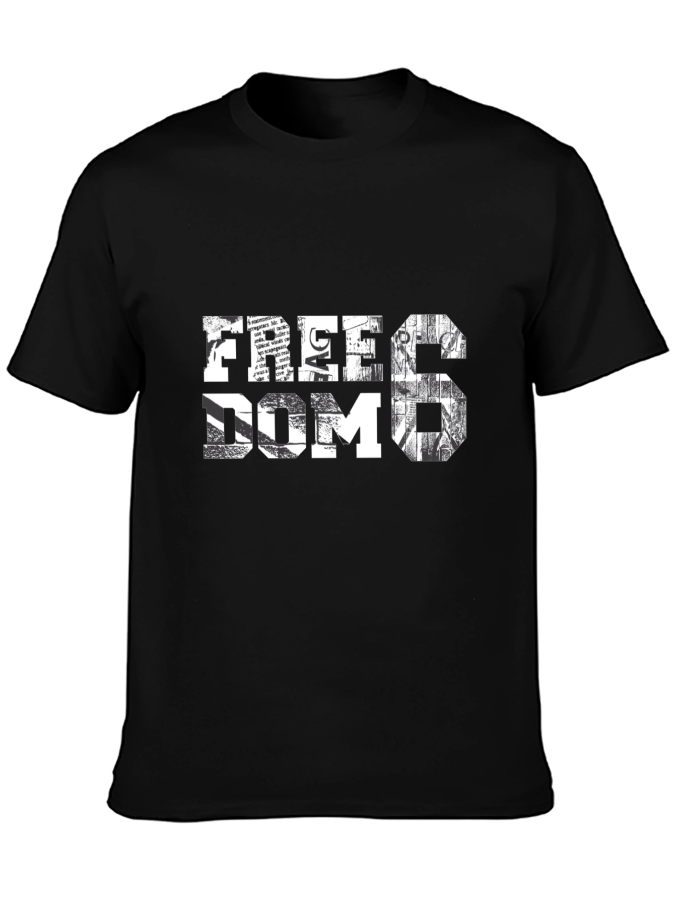 Black Freedom Graphic Print Men's Black T-Shirt view 3