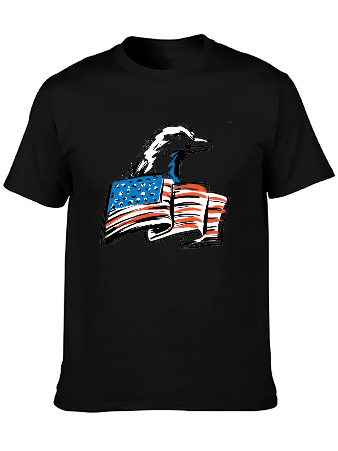 Black Bald Eagle American Flag Graphic Tee view 3
