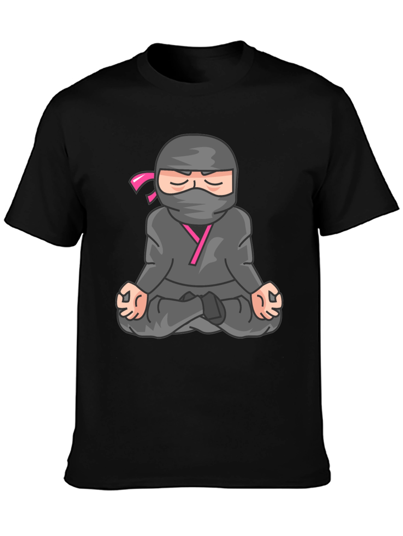 Black Meditating Ninja Graphic Tee - Black T-Shirt view 3