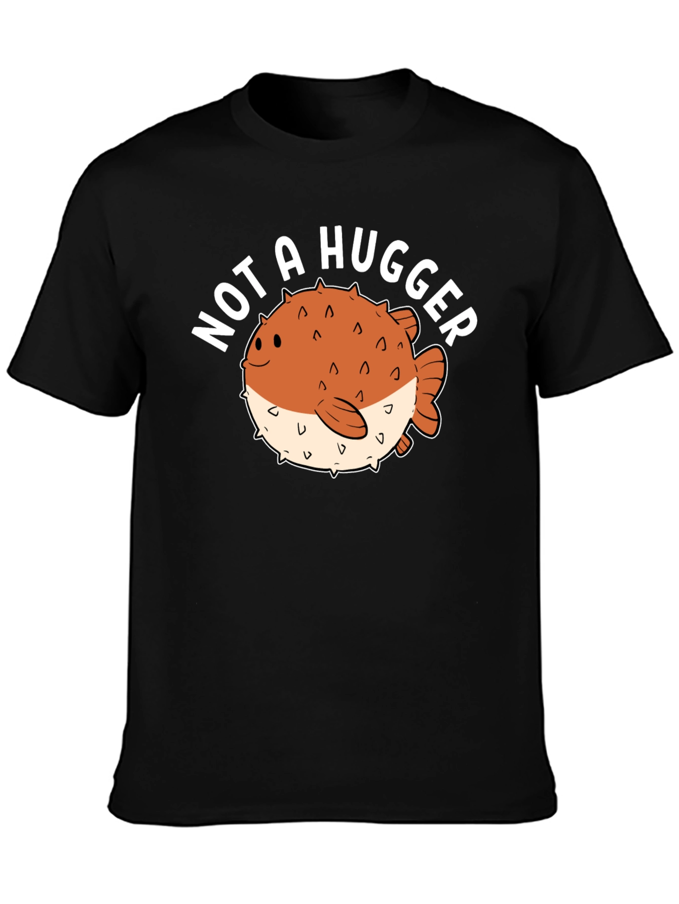 Black Not a Hugger Pufferfish Graphic Tee - Black view 3