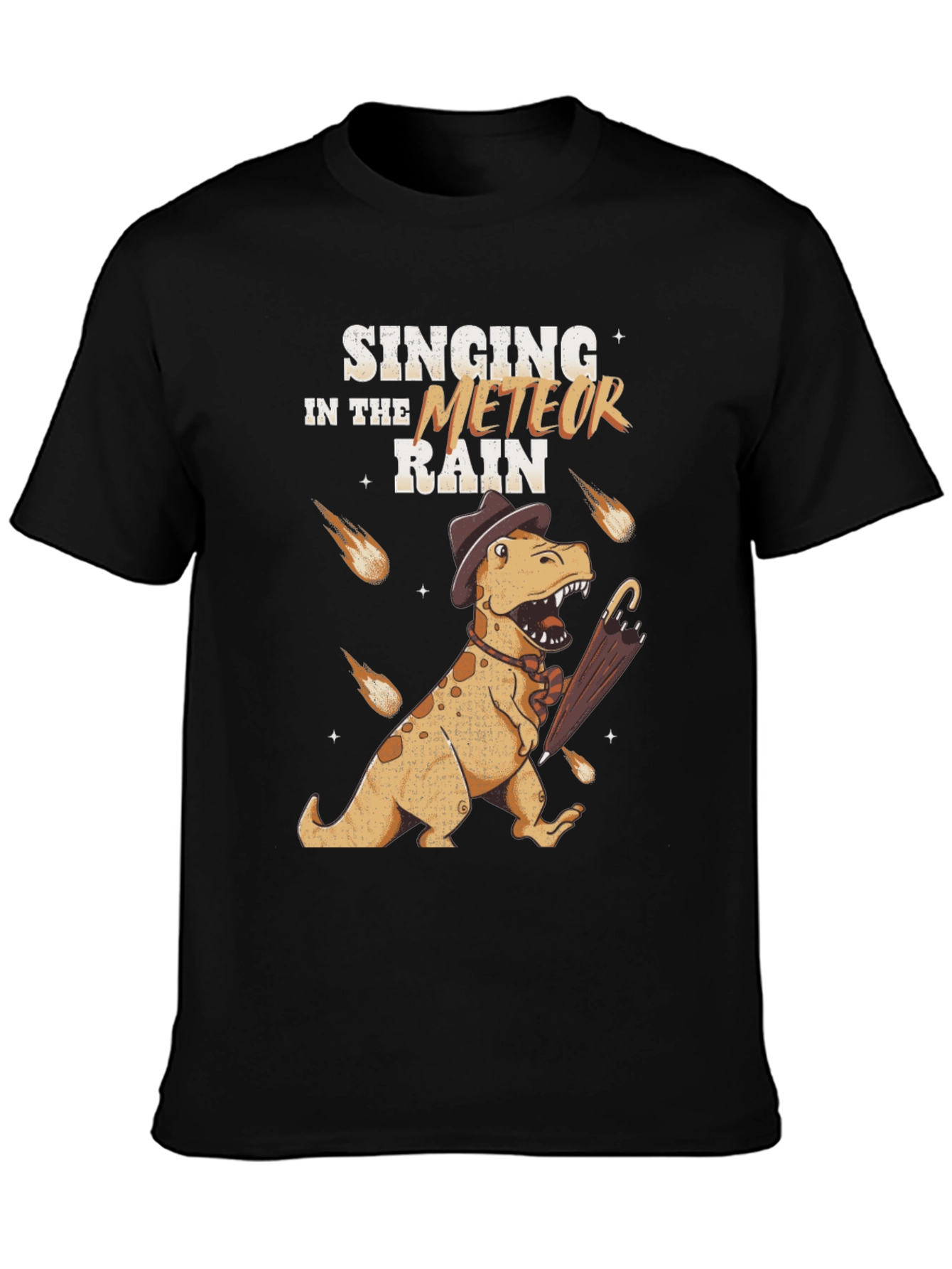 Black Singing in the Meteor Rain T-Shirt view 3