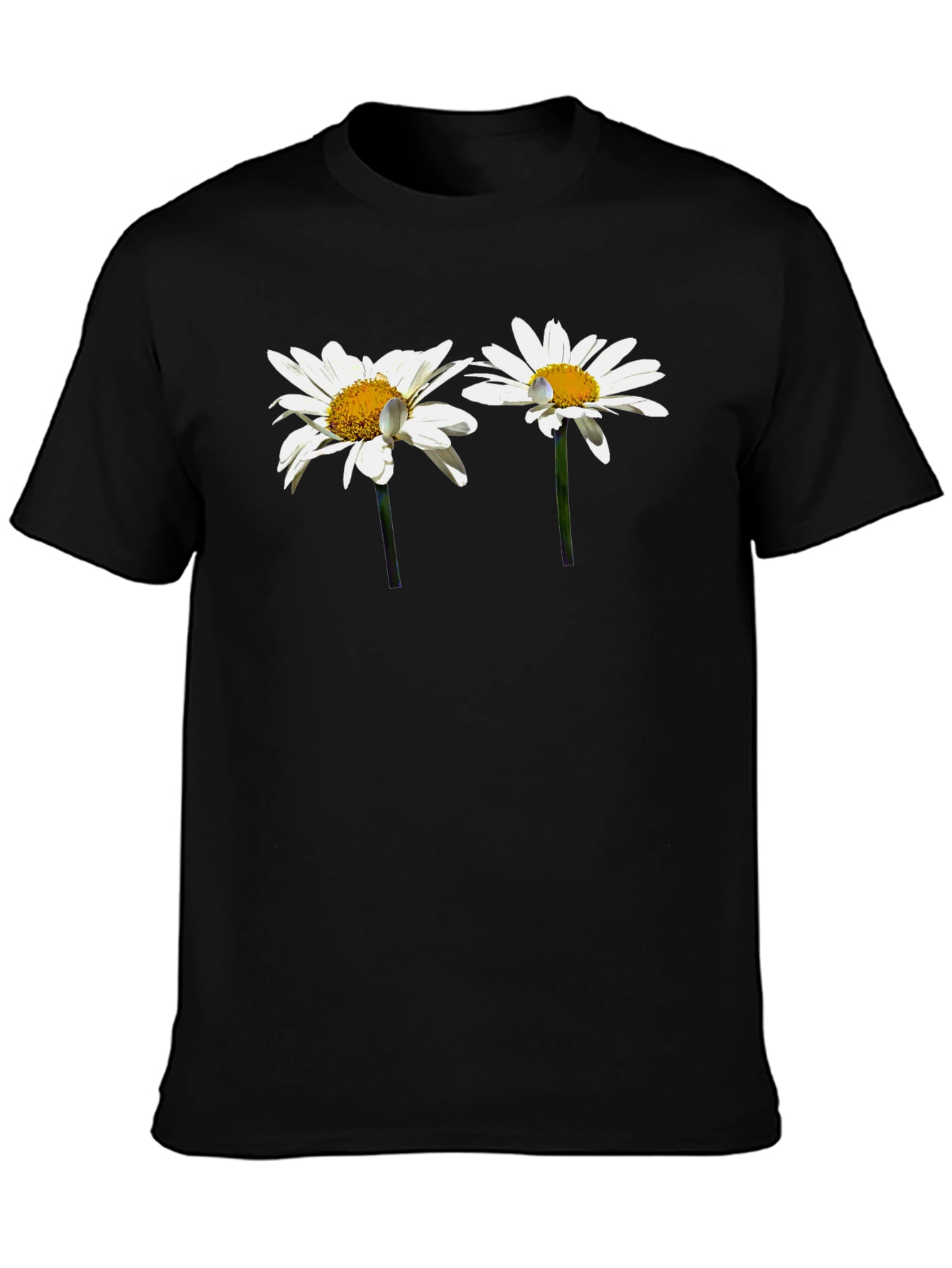 Black Daisy Flower Graphic T-Shirt - Stylish Casual Wear view 3