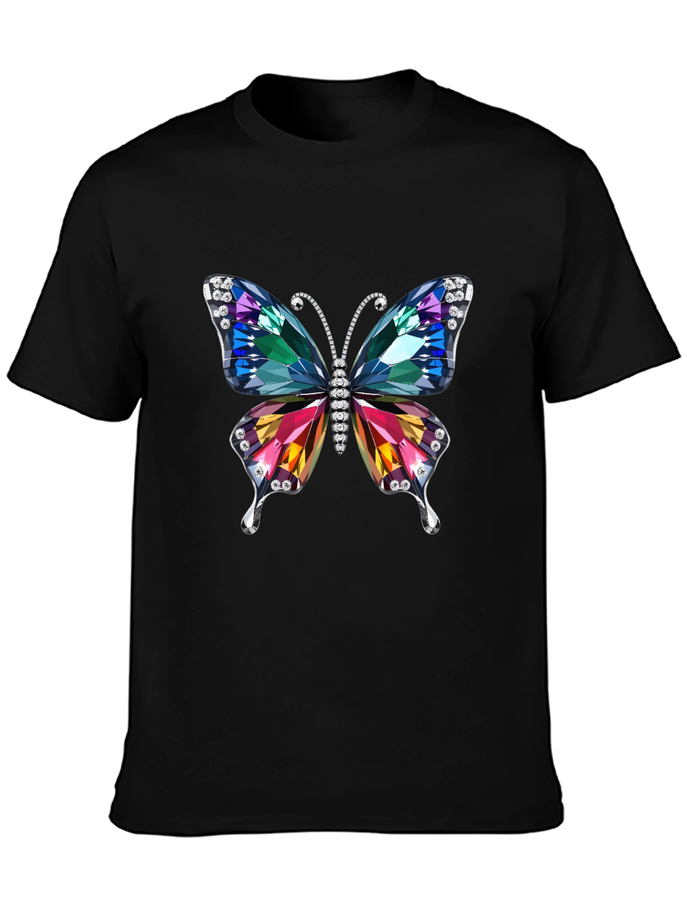 Black Butterfly Jewel Graphic Black T-Shirt view 3