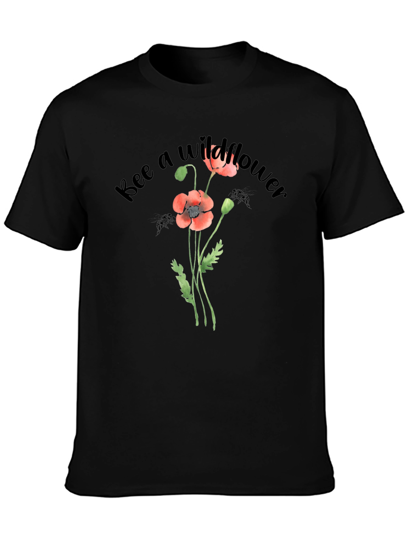 Black Bee a Wildflower Graphic T-Shirt view 3