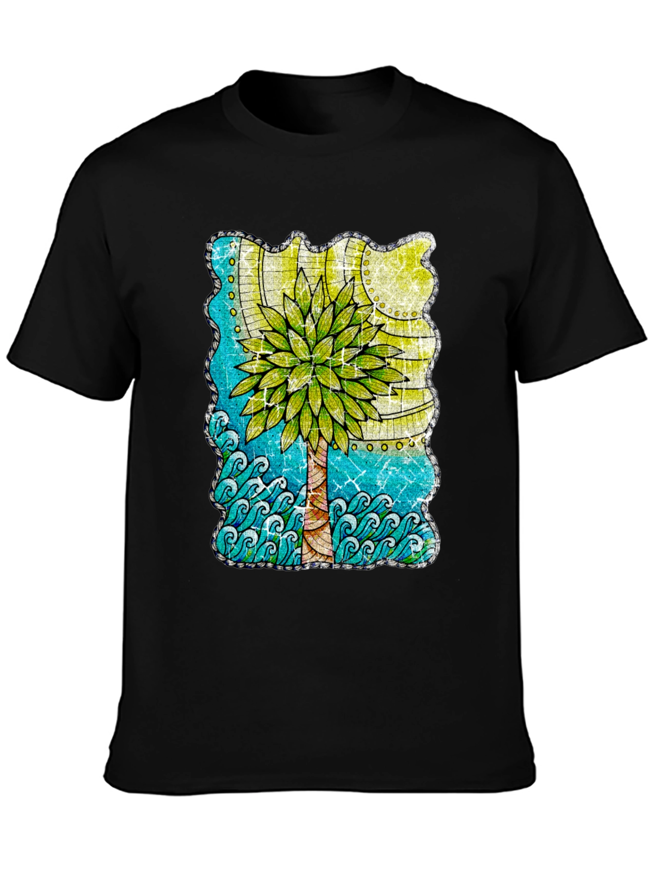Black Palm Tree Graphic T-Shirt - Tropical Beach Vibes view 3