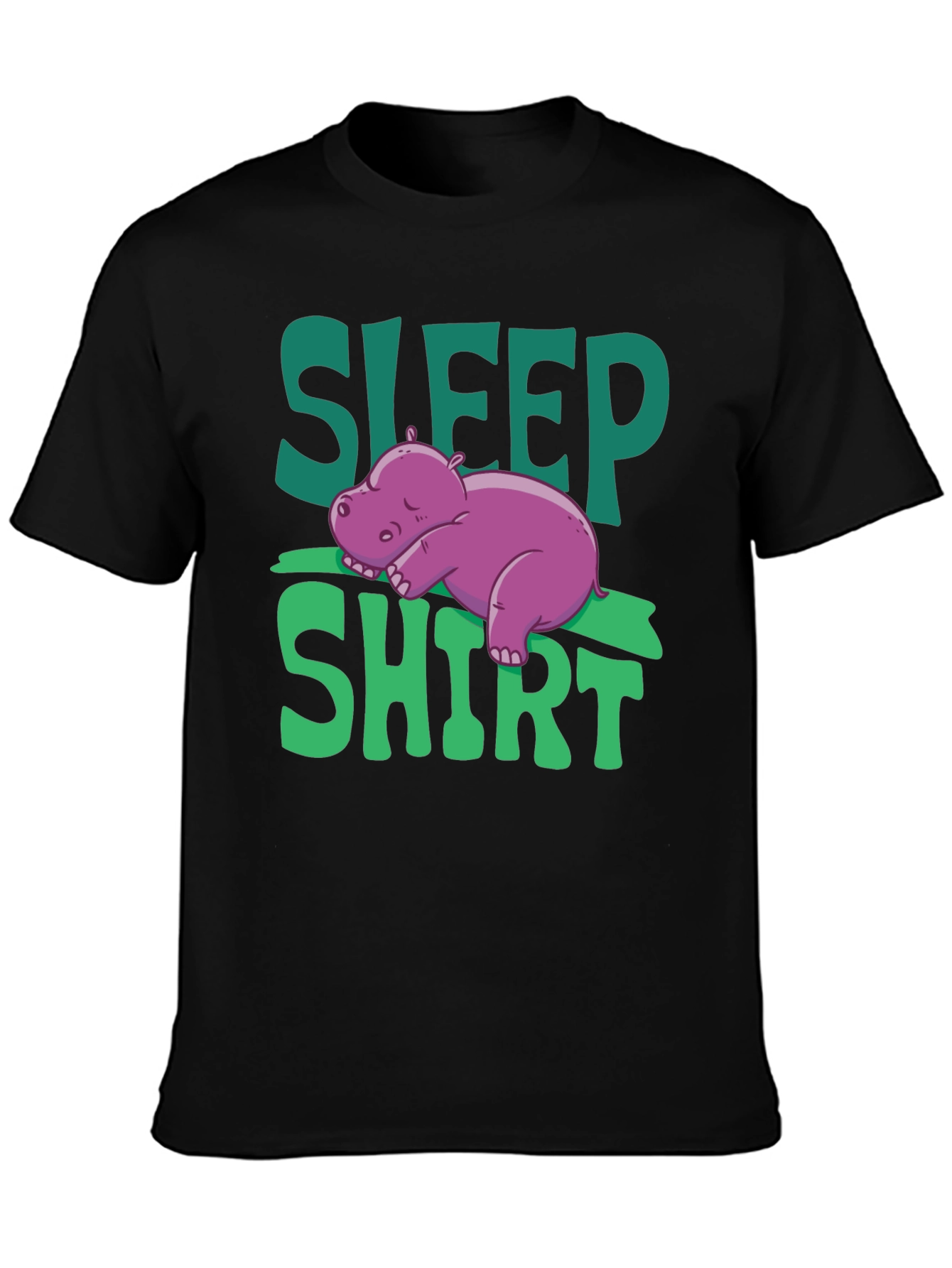 Black Sleep Shirt Hippo Graphic Tee view 3