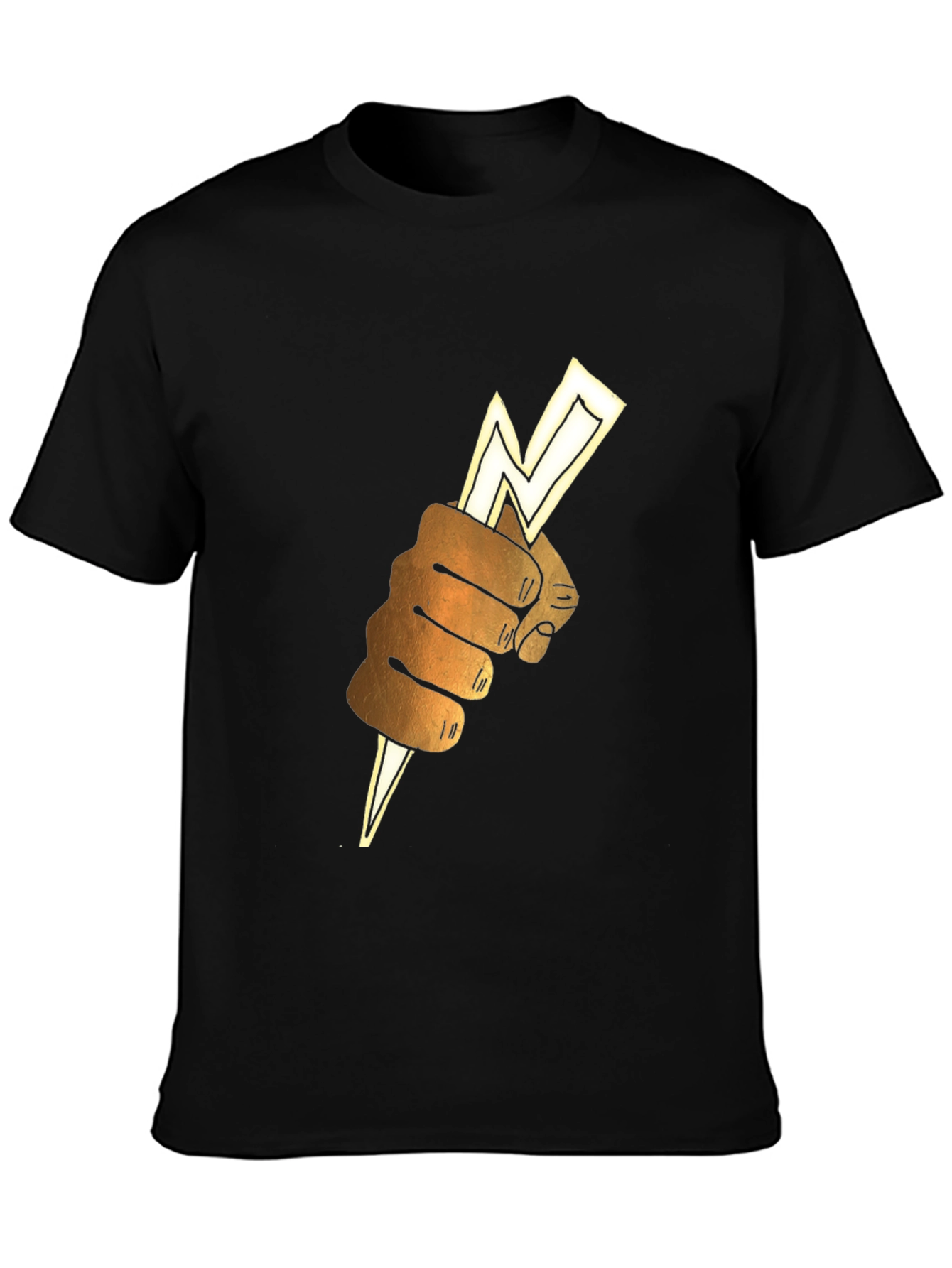 Black Lightning Bolt Fist Graphic Tee - Black view 3