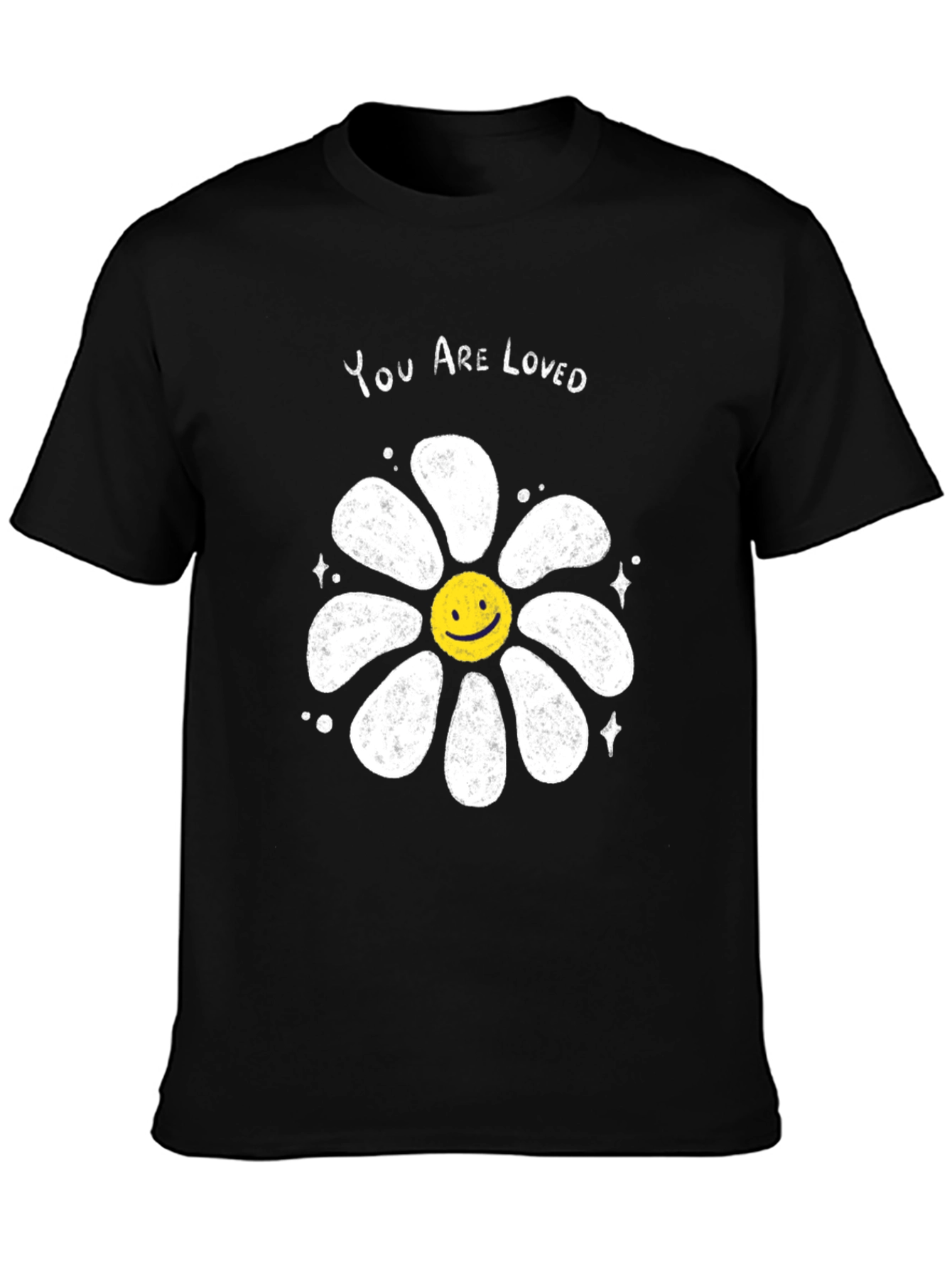 Black You Are Loved Graphic Tee - Smiley Flower view 3