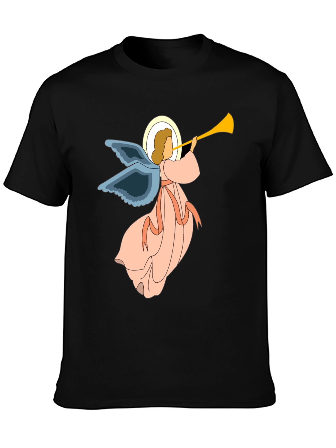 Black Angel Trumpet Graphic Tee - Unisex Black T-Shirt view 3