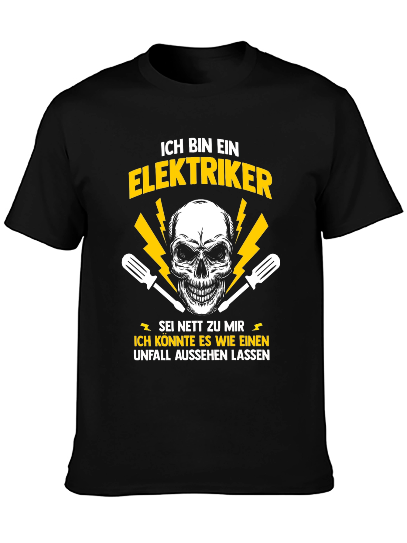 Black Electrician Skull T-Shirt - Funny Gift view 3