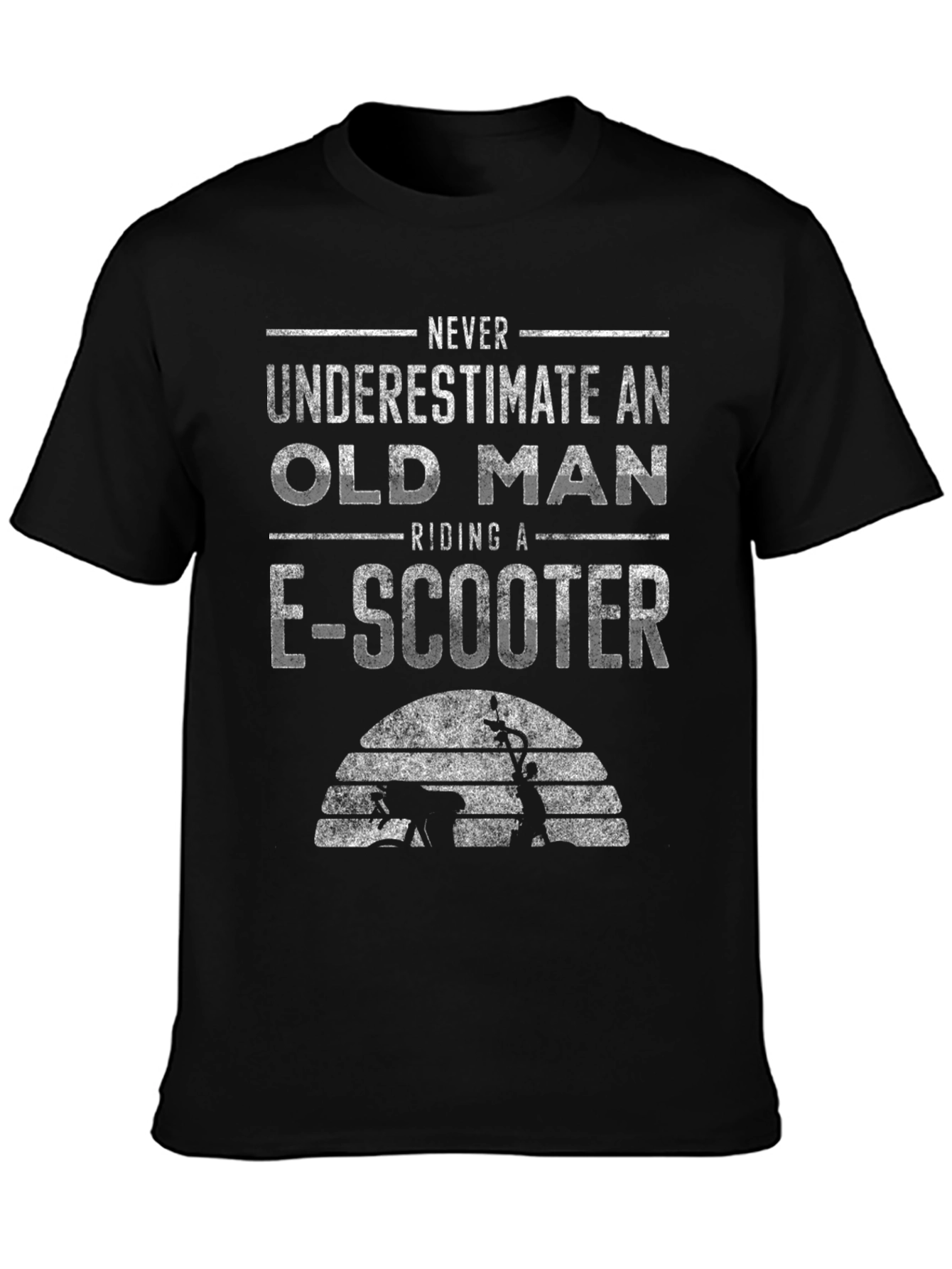 Black Old Man E-Scooter Graphic Tee view 3
