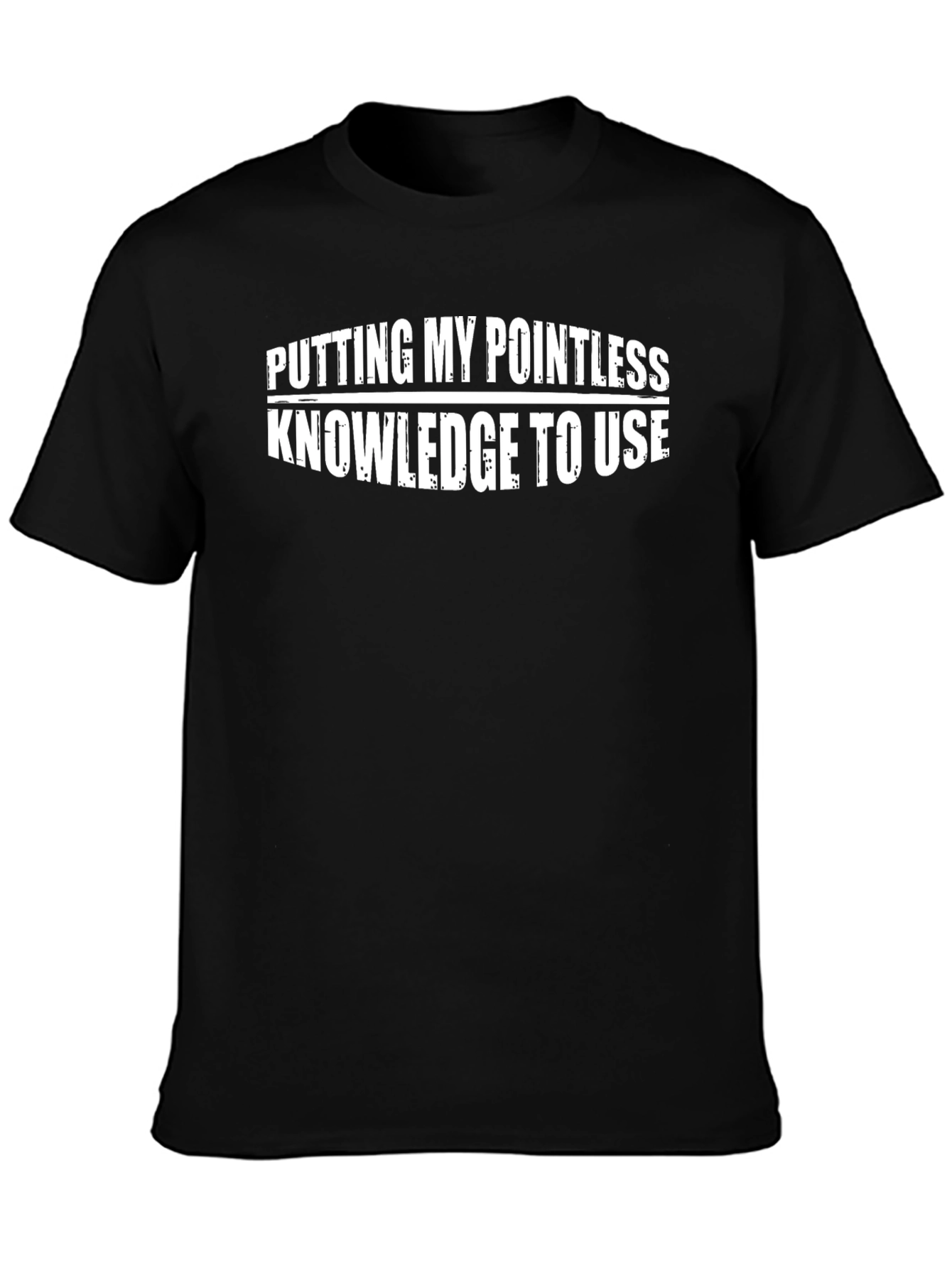Black Pointless Knowledge T-Shirt - Funny Slogan Tee view 3