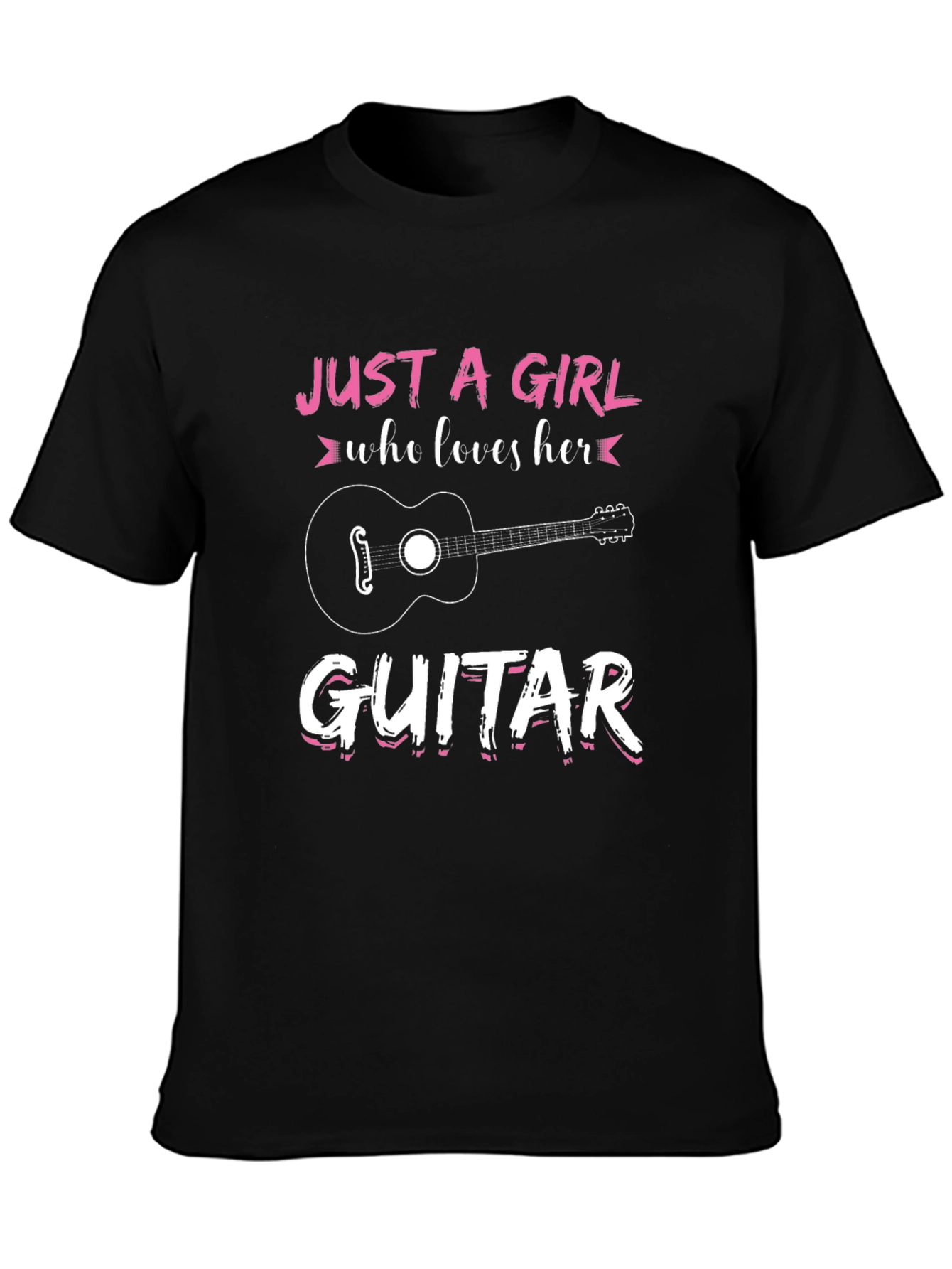 Black Just A Girl Who Loves Her Guitar Black Graphic Tee view 3