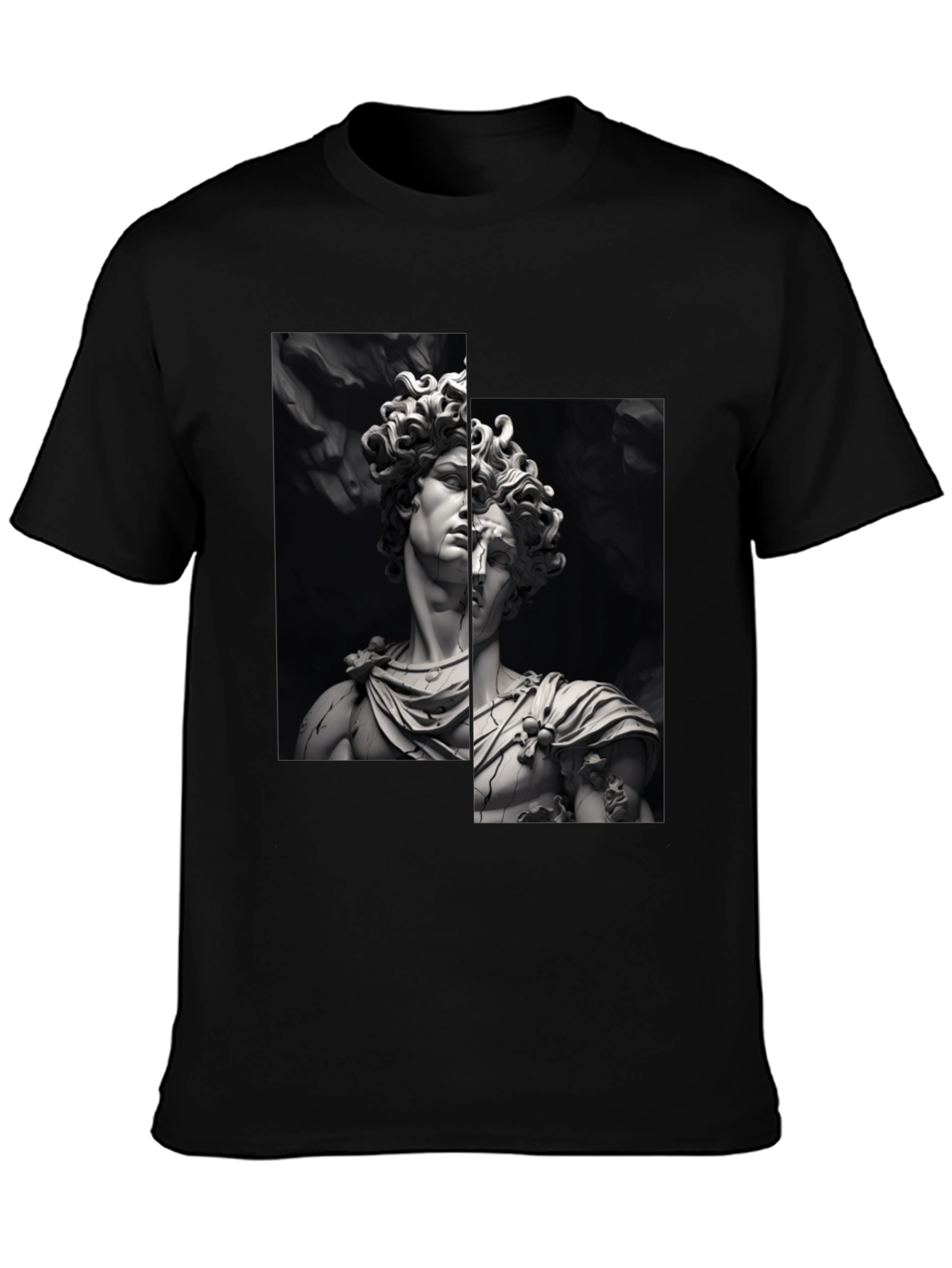 Black David Sculpture Graphic Tee - Black Cotton T-Shirt view 3