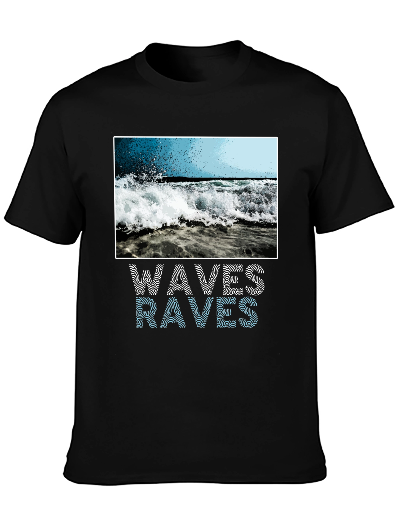 Black Waves Graphic T-Shirt - Ocean Lover view 3