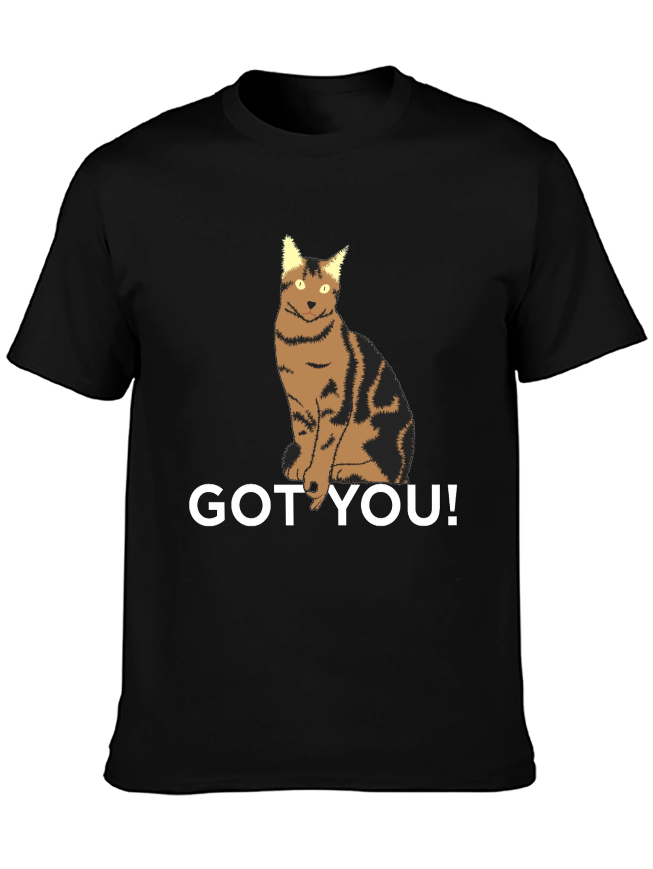 Black Got You! Cat Graphic T-Shirt - Unisex Black Tee view 3