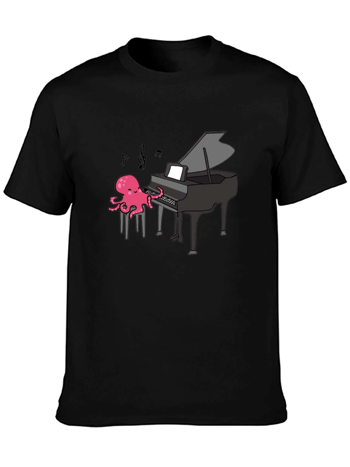 Black Octopus Pianist T-Shirt - Musical Ocean Tee view 3