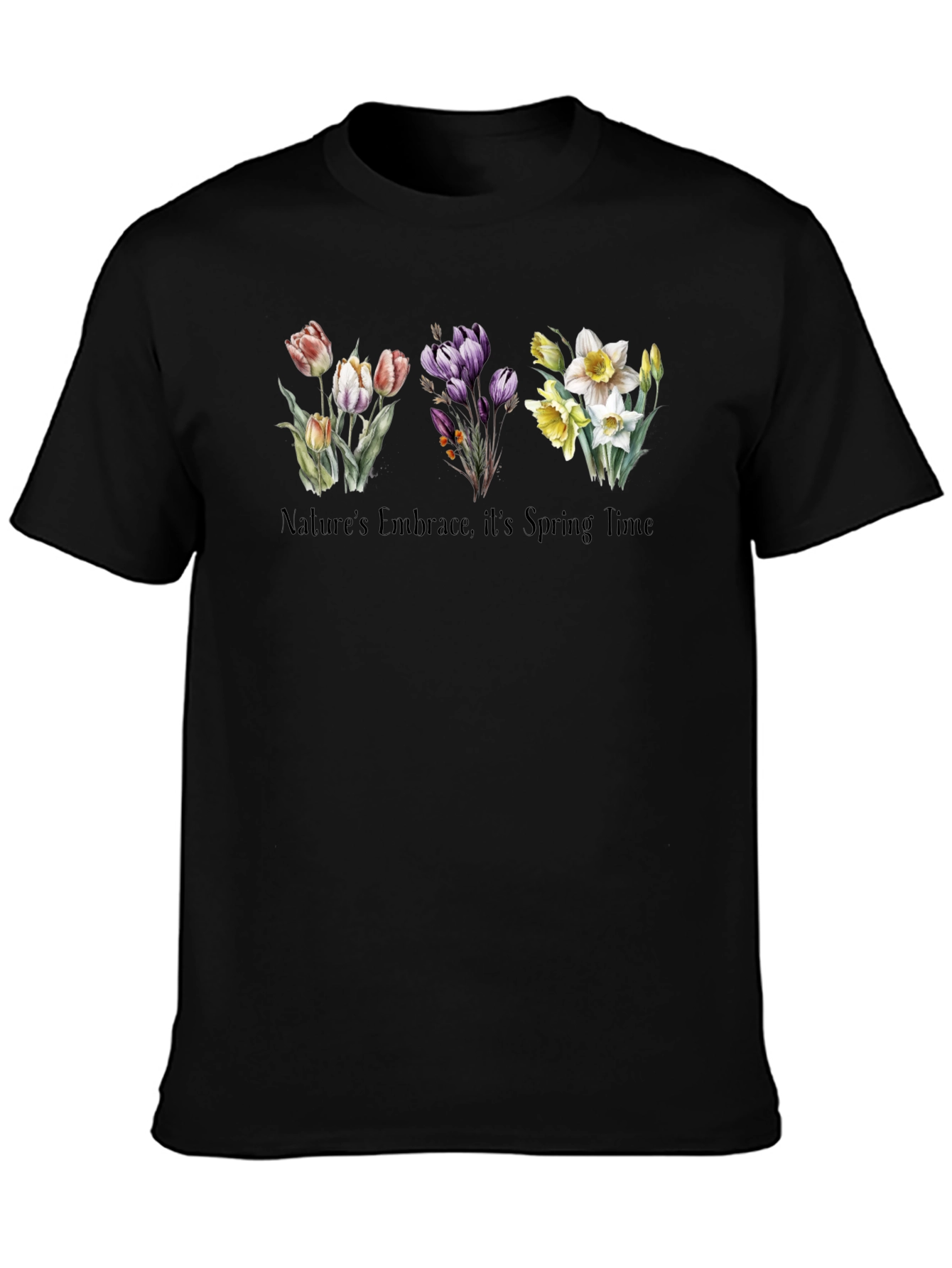 Black Nature's Embrace Springtime T-Shirt view 3