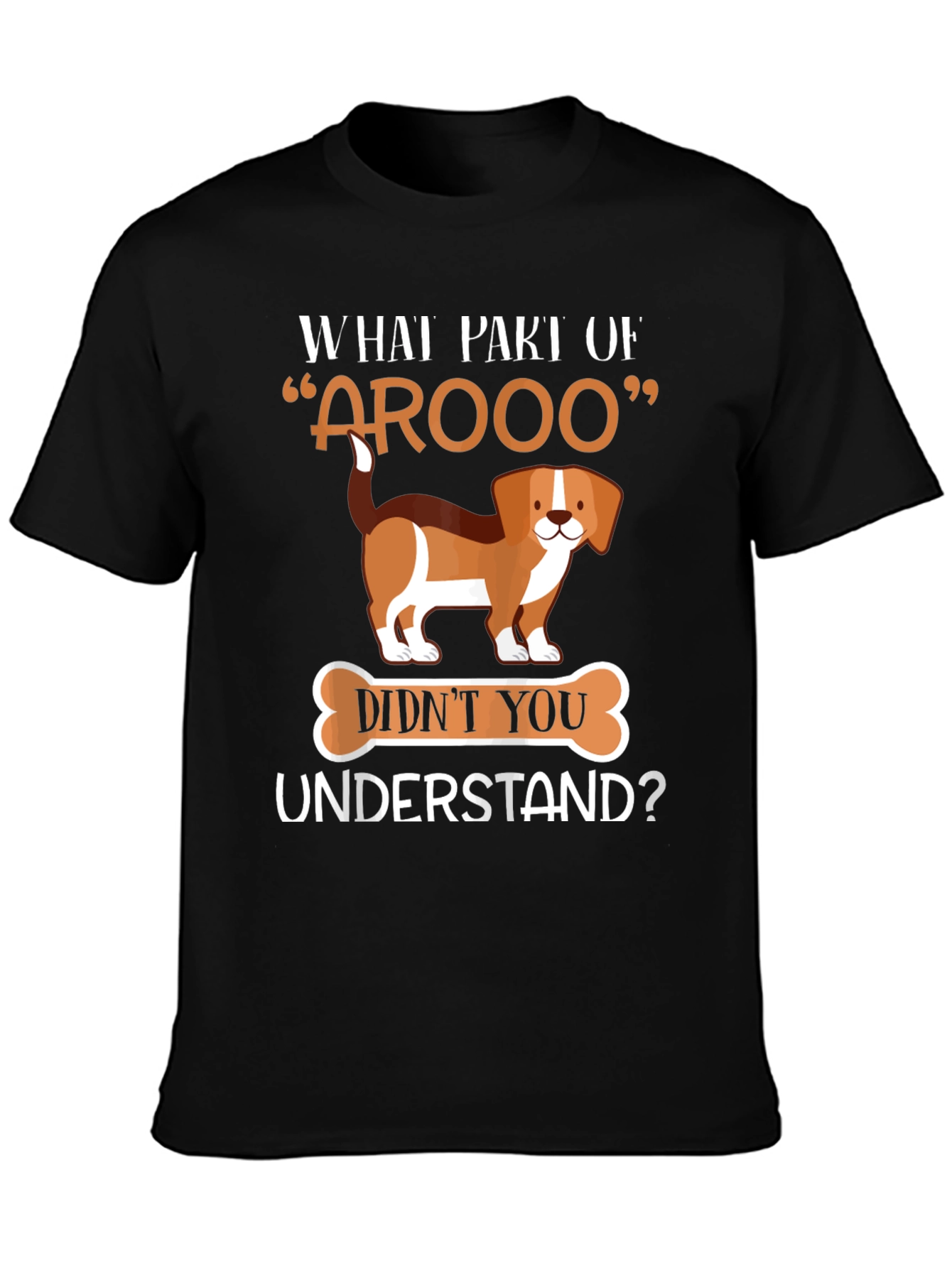 Black Funny "Arooo" Dog Lover T-Shirt view 3