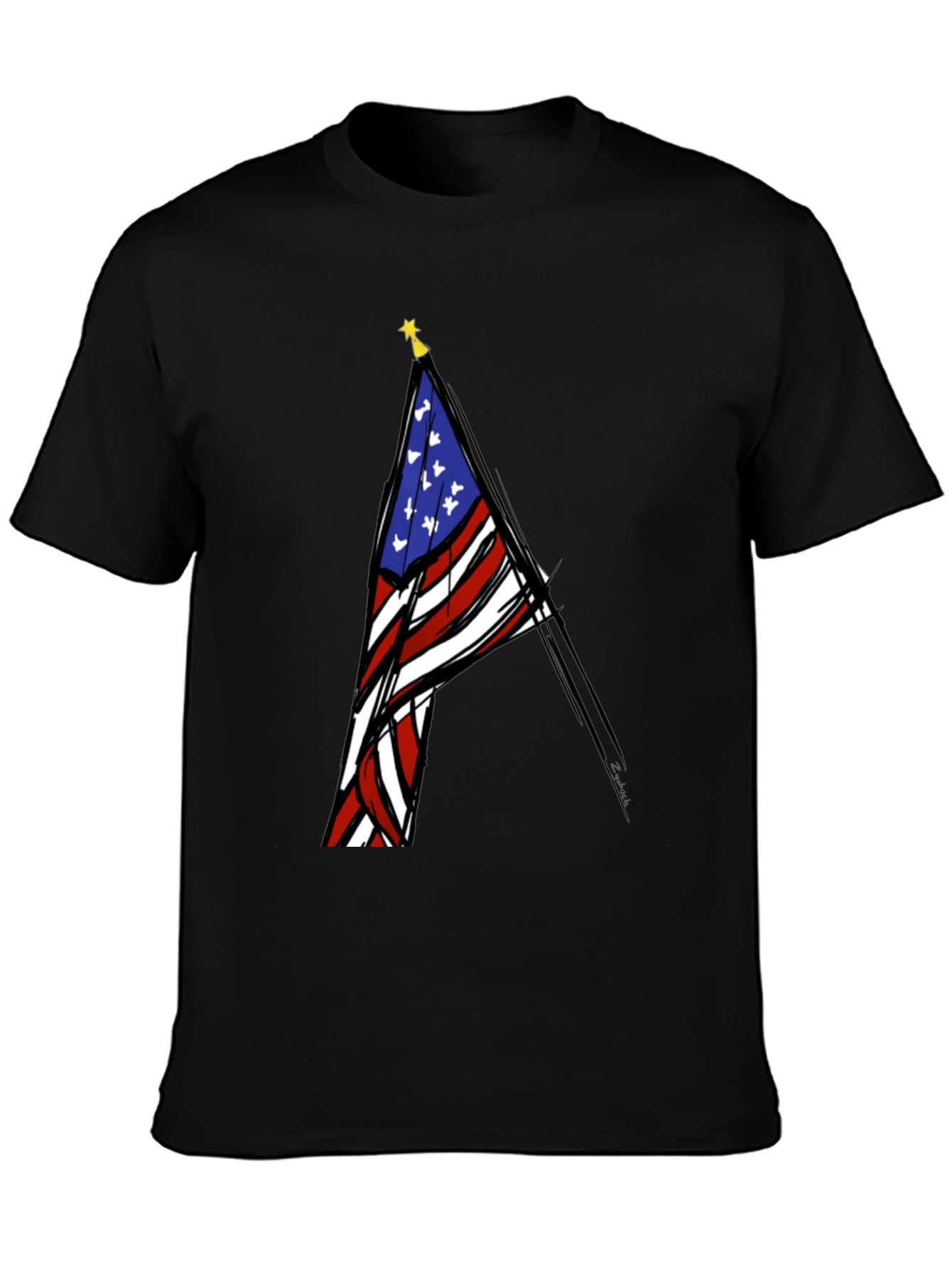 Black USA Flag Graphic T-Shirt - Patriotic Fashion view 3