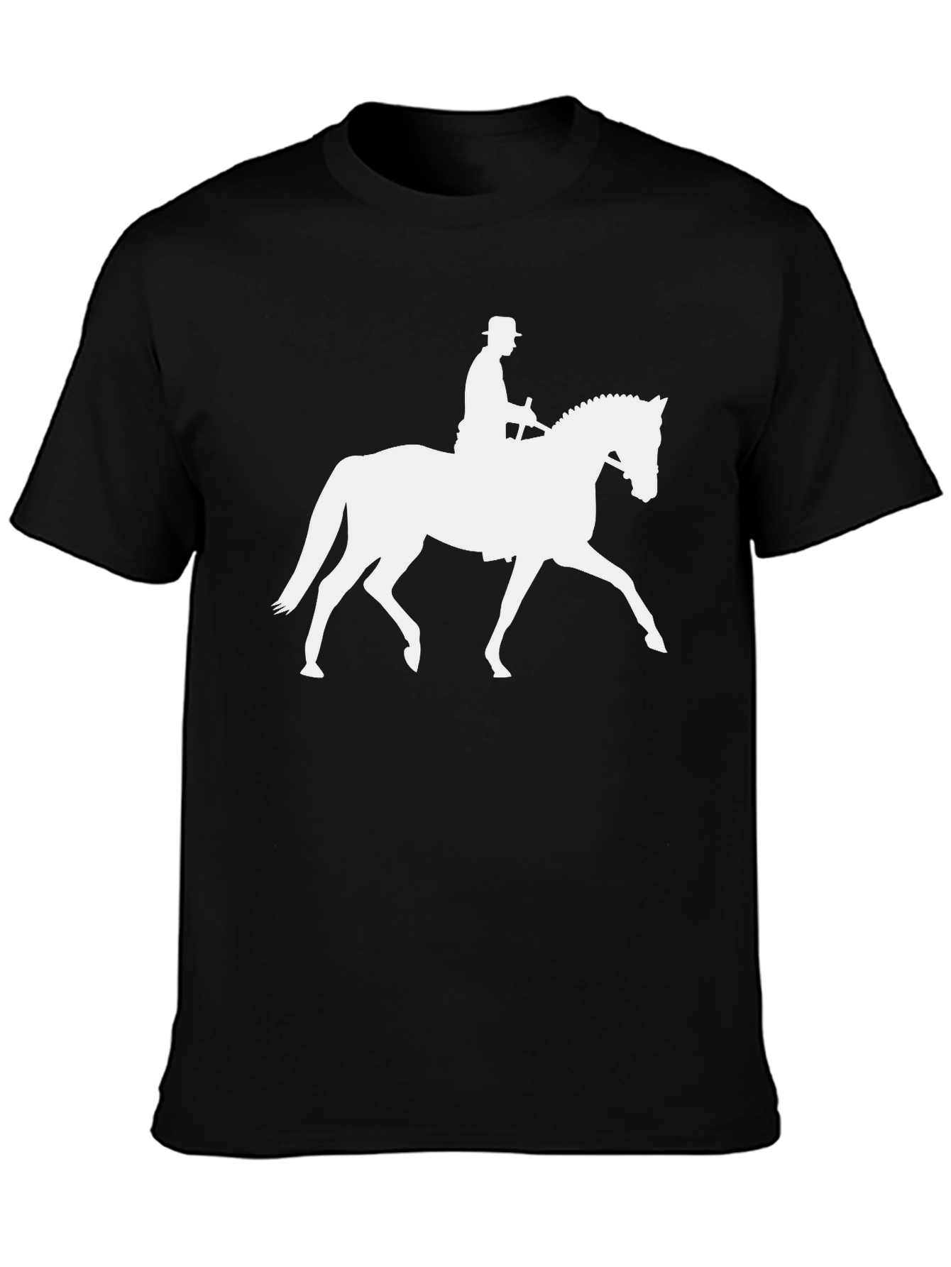 Black Equestrian Silhouette T-Shirt - Stylish Rider Design view 3