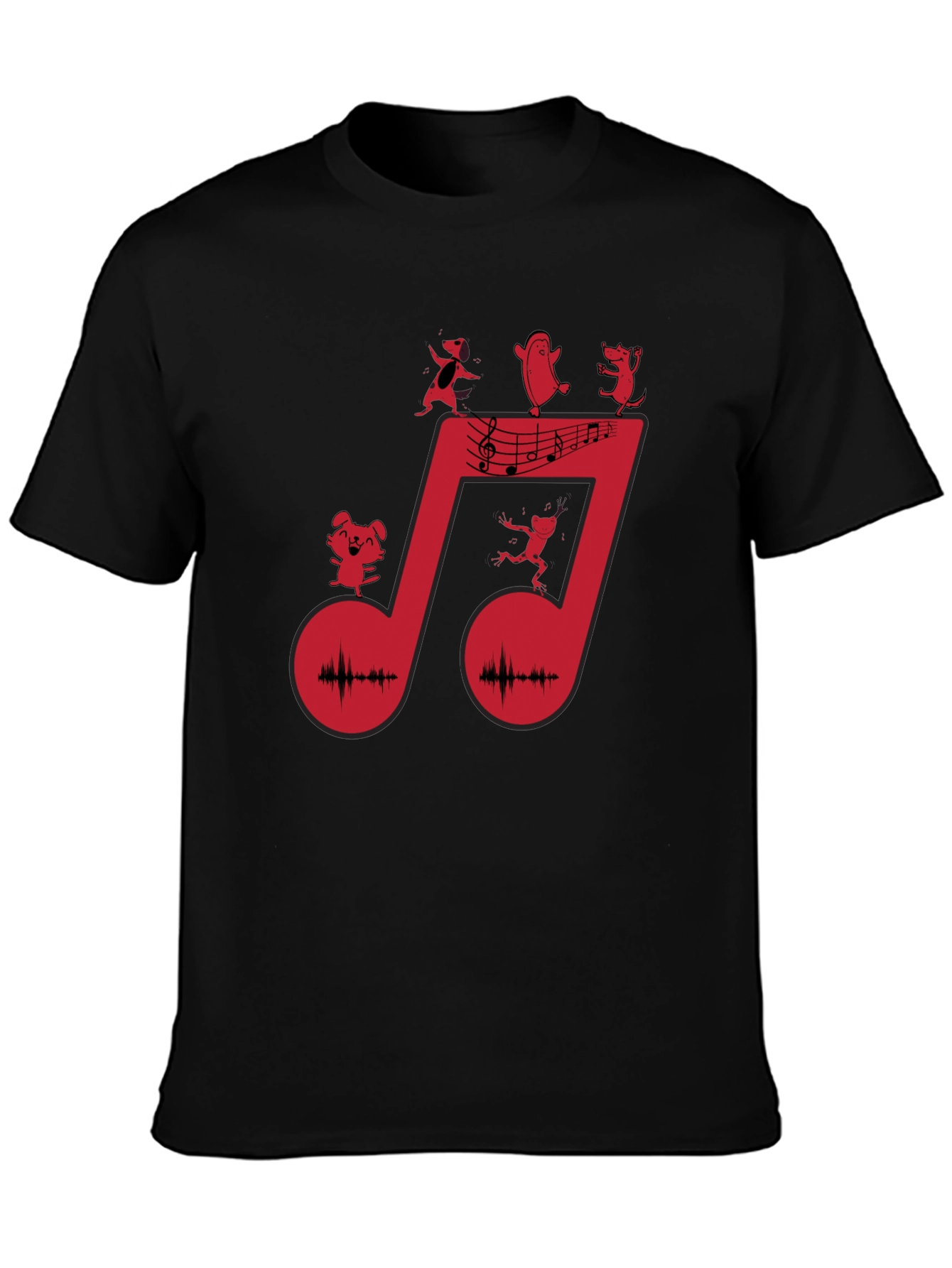 Musical Note Graphic Tee - Black Cotton T-Shirt - 3