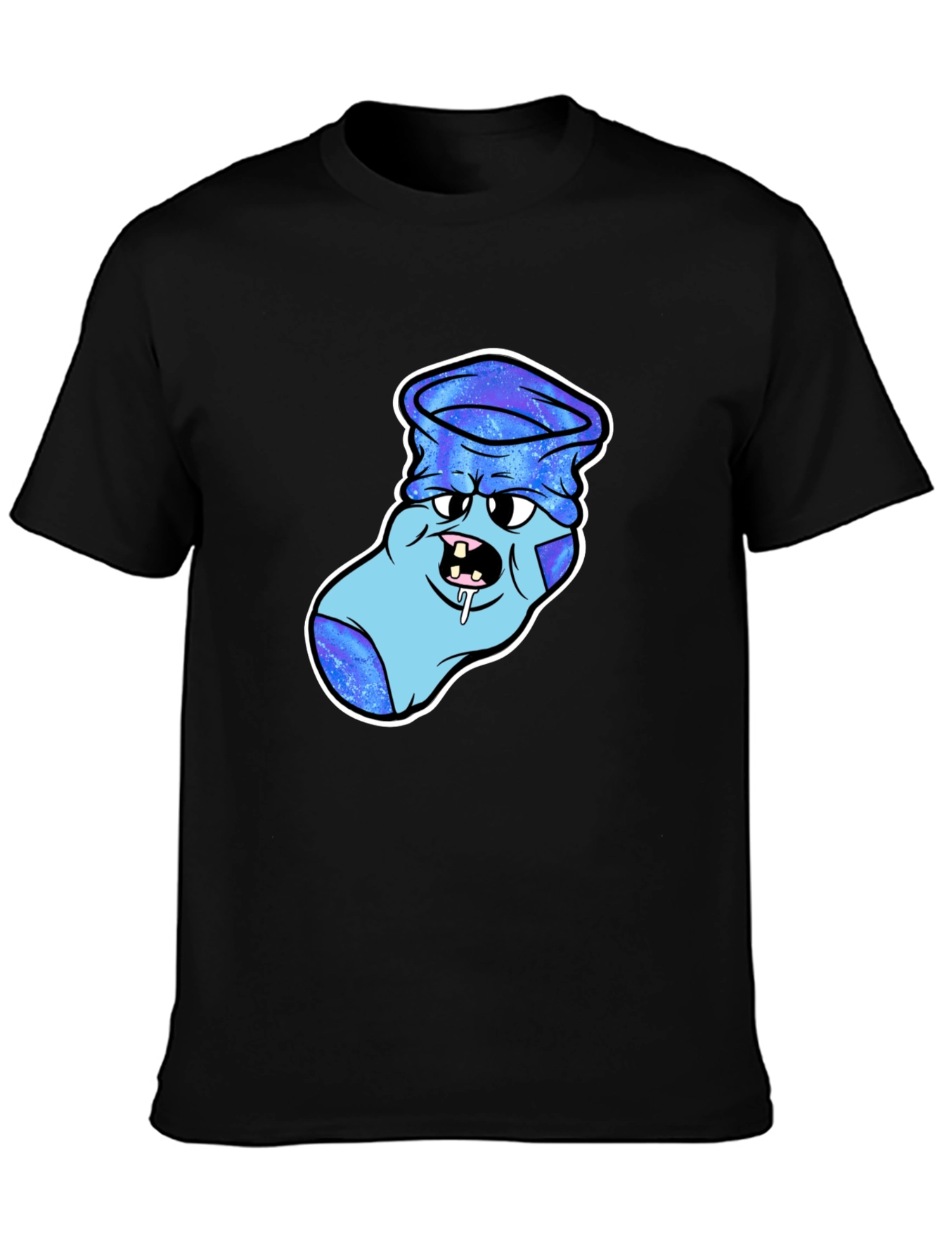 Black Cartoon Sock Monster Graphic T-Shirt view 3