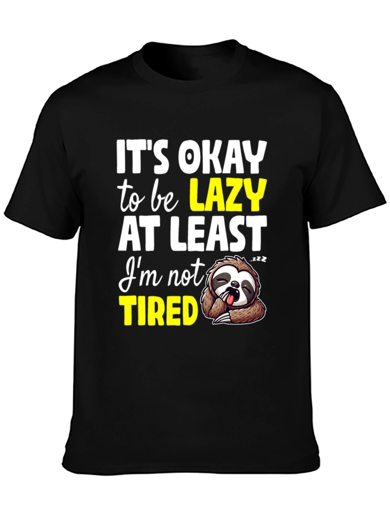 Black Lazy Sloth Graphic T-Shirt - Comfortable & Funny view 3