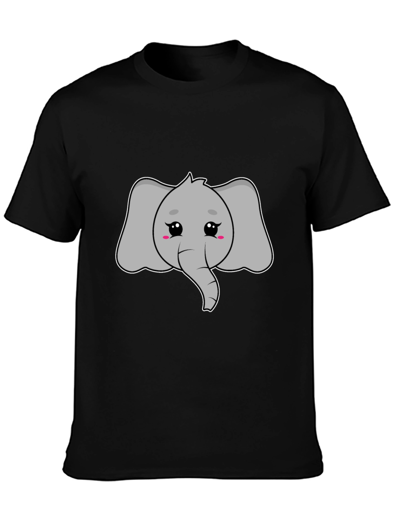 Black Cute Elephant Graphic Tee - Black Cotton T-Shirt view 3