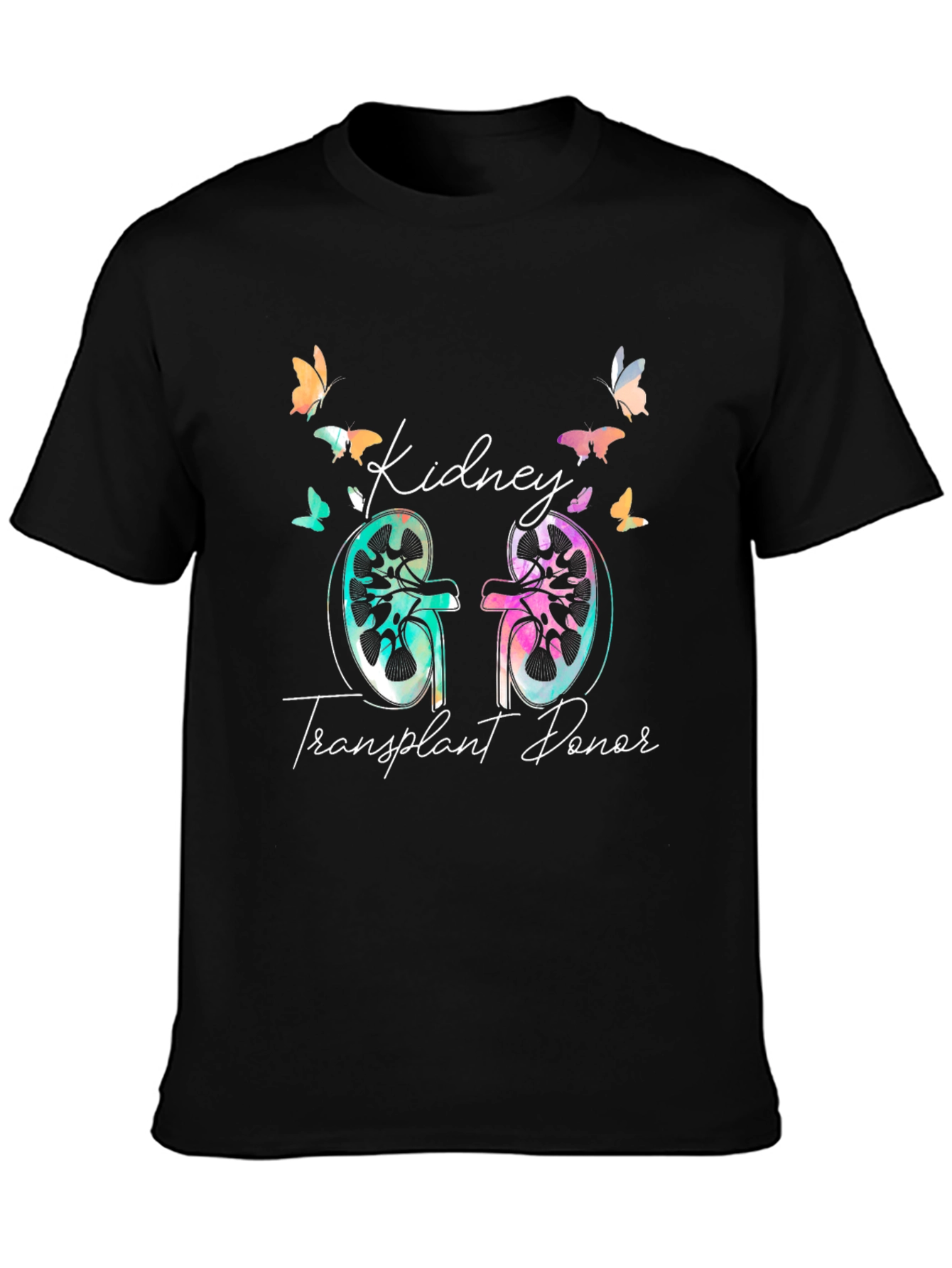 Black Kidney Transplant Donor T-Shirt Butterfly Design view 3
