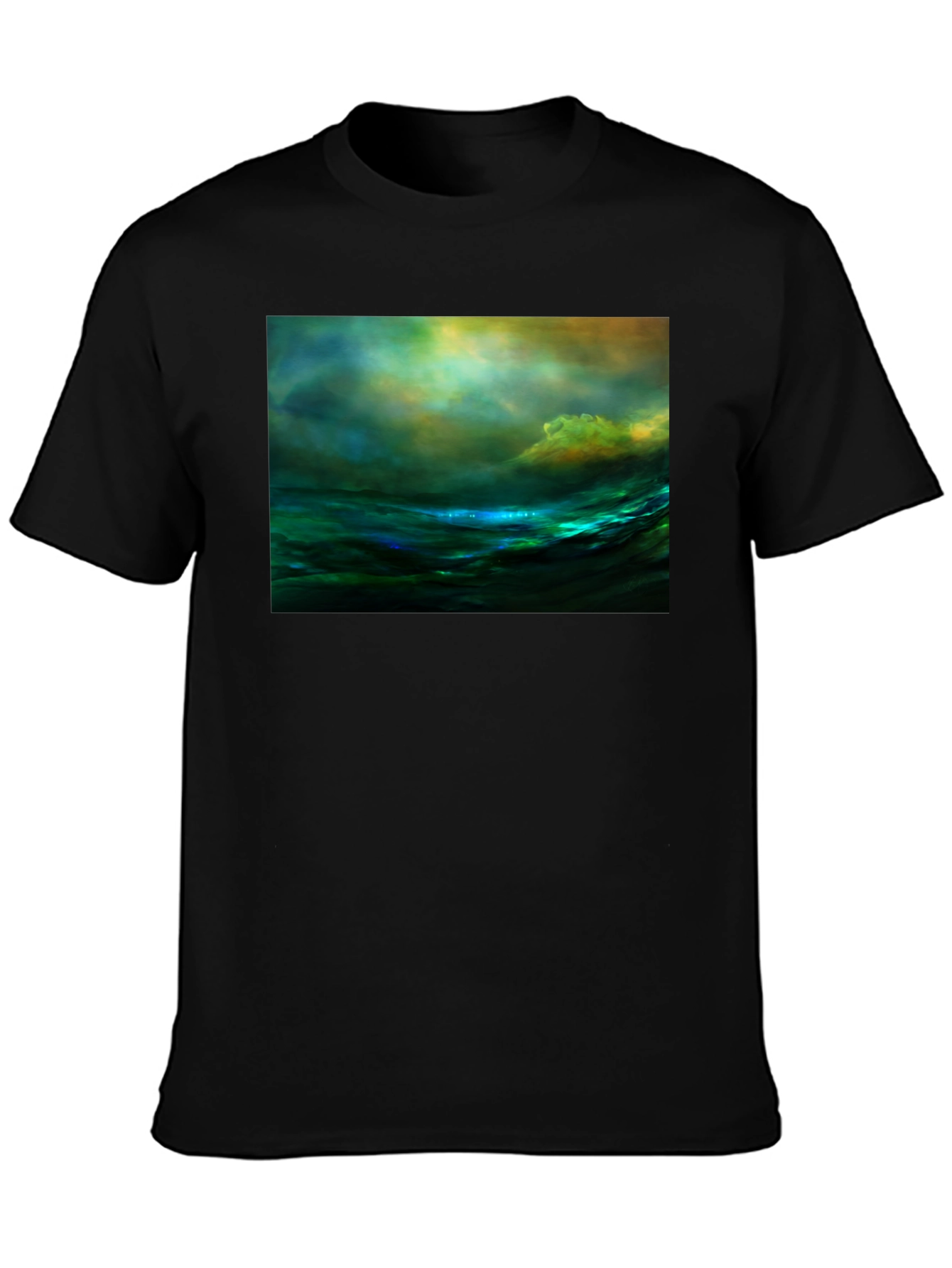 Black Ocean Wave Art T-Shirt view 3