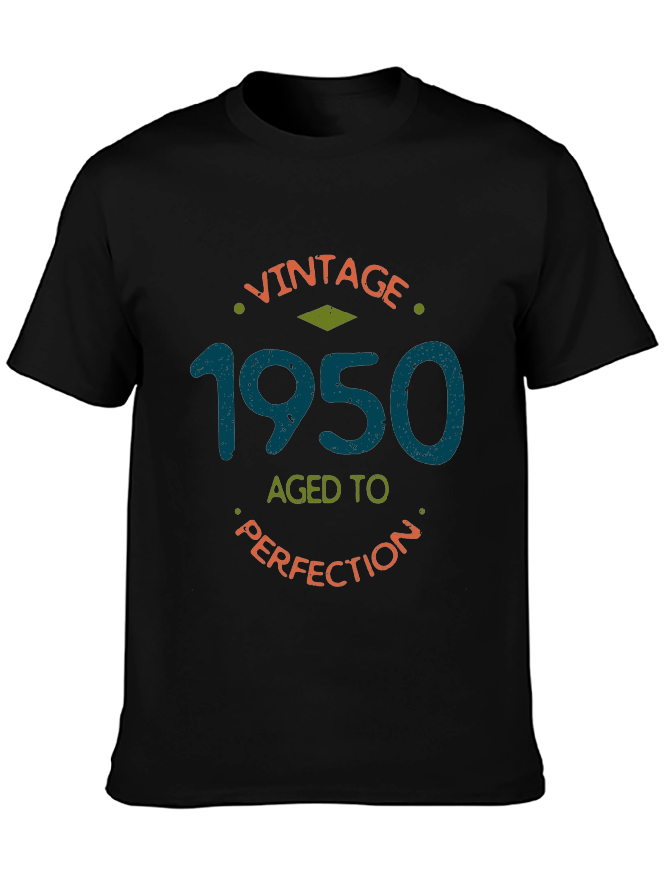 Black Vintage 1950 Aged to Perfection Black T-Shirt view 3