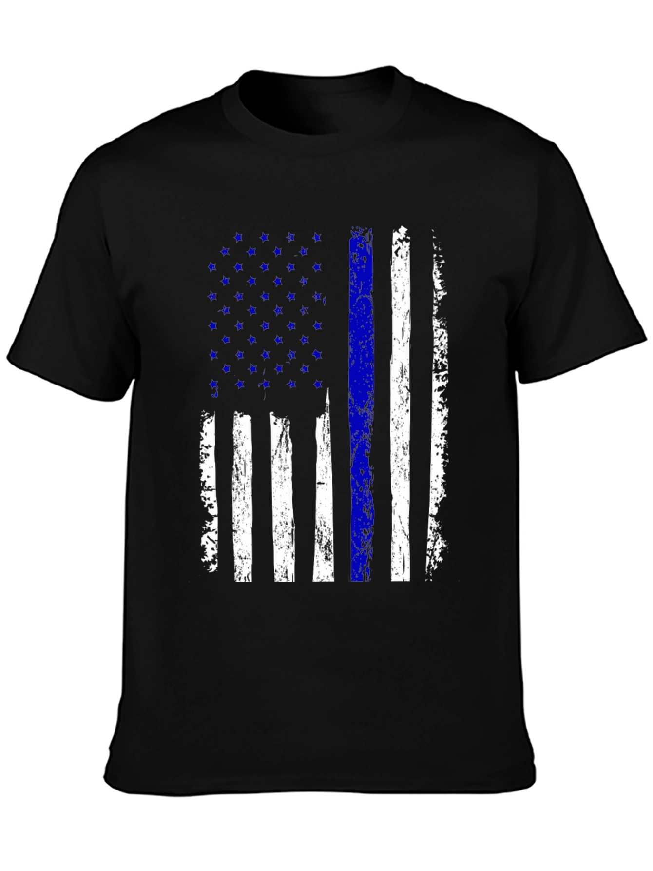 Distressed Thin Blue Line American Flag T-Shirt - 3