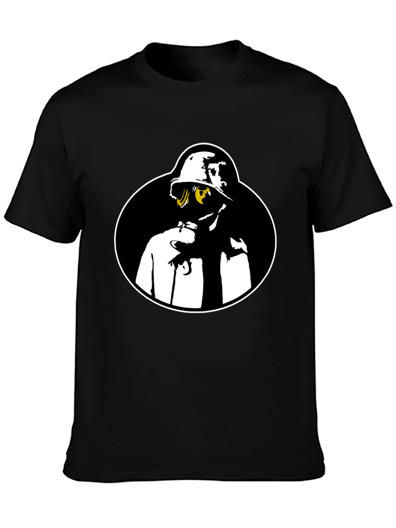 Black Gas Mask Graphic Tee - Black Crew Neck Shirt view 3