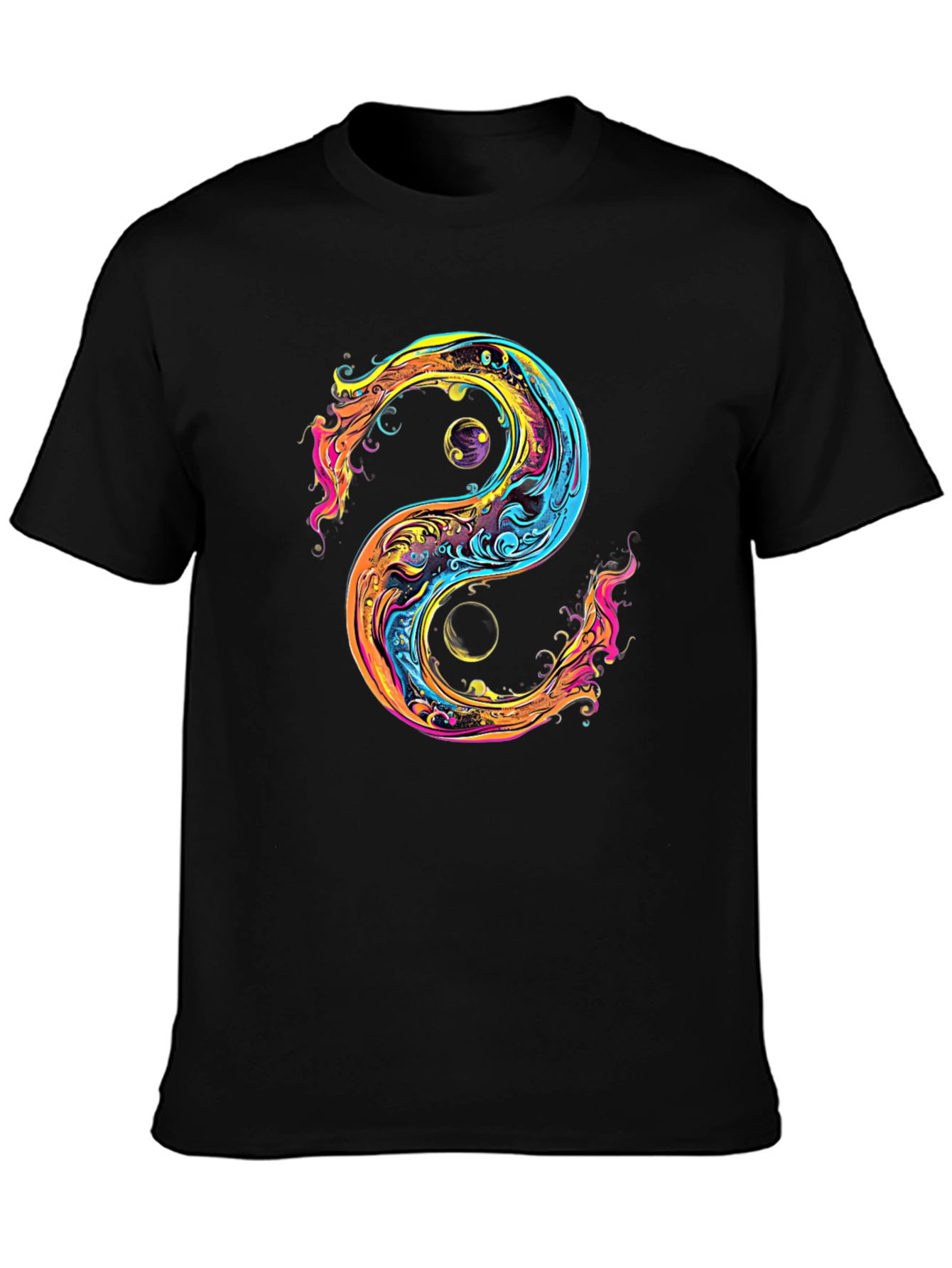 Black Yin Yang Graphic Black T-Shirt view 3
