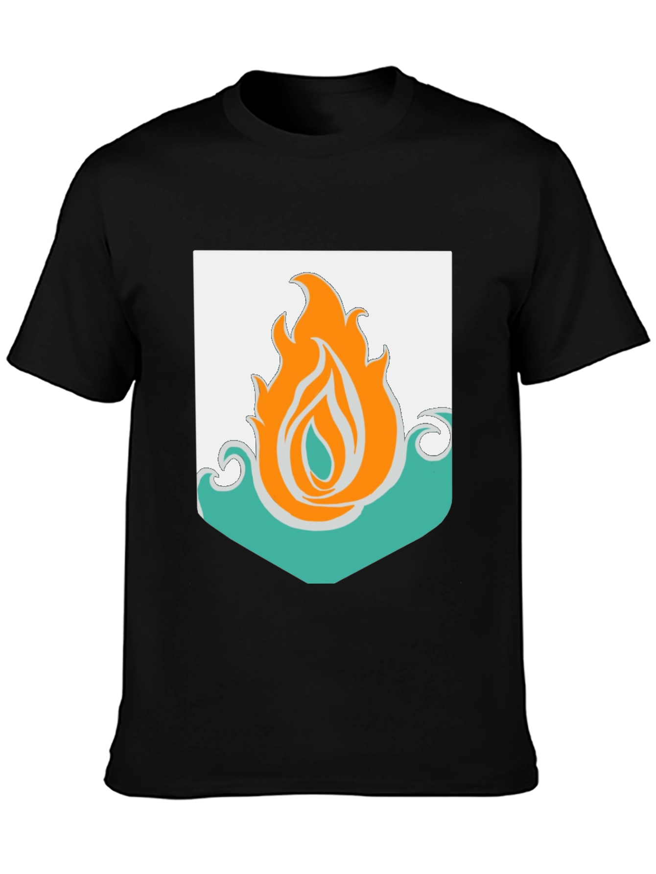 Black Fire and Water Graphic Tee - Black Cotton Blend T-Shirt view 3